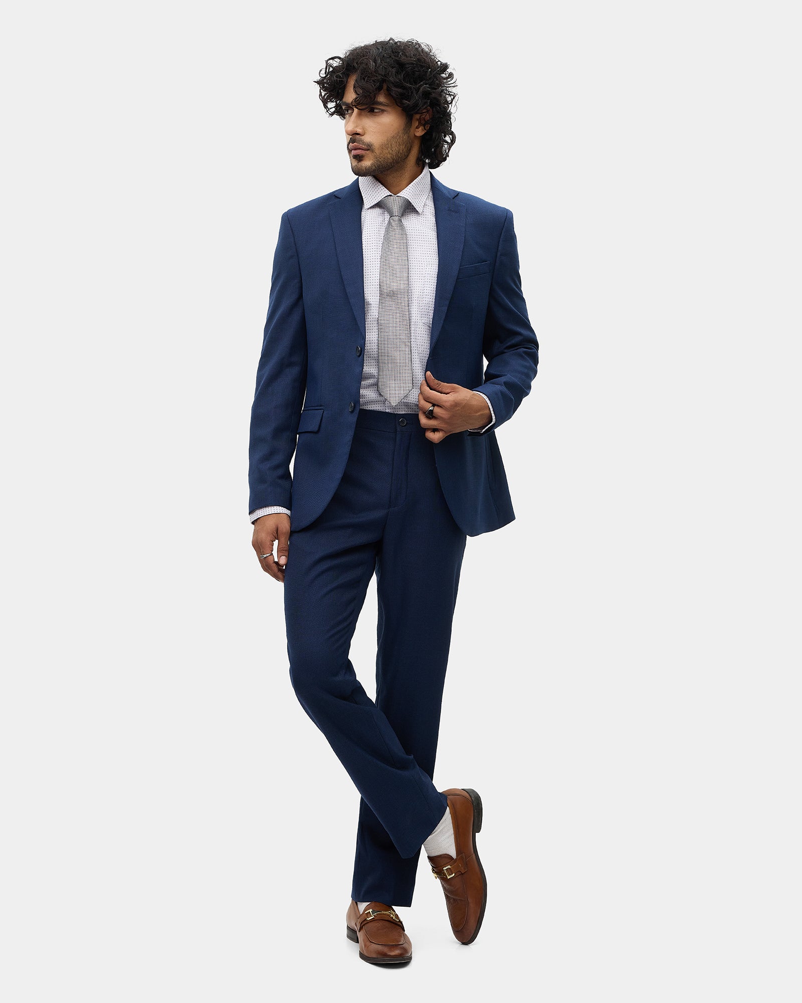 Navy Two Piece Textured Suit - Heckle