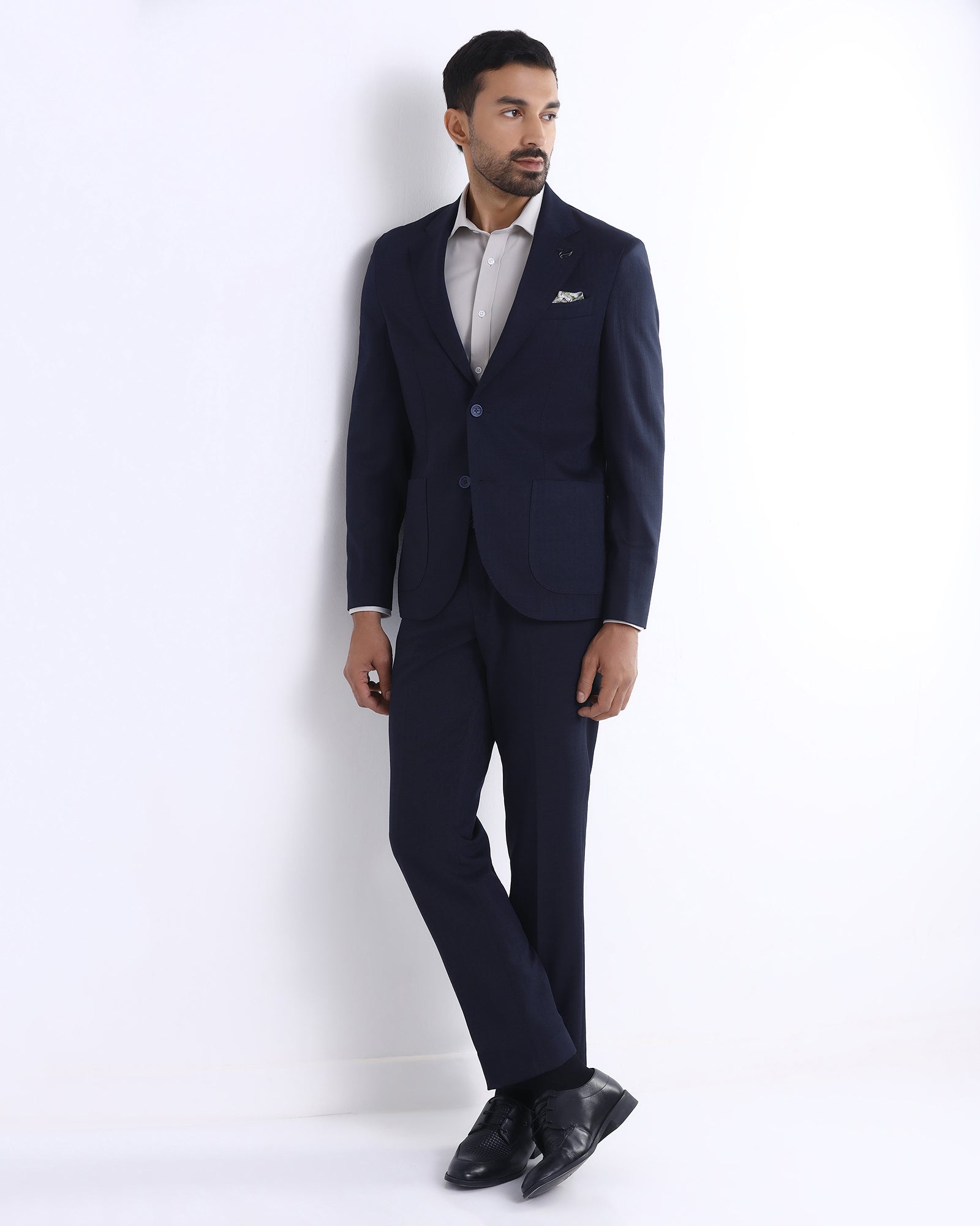 Navy Two Piece Textured Suit - Naples