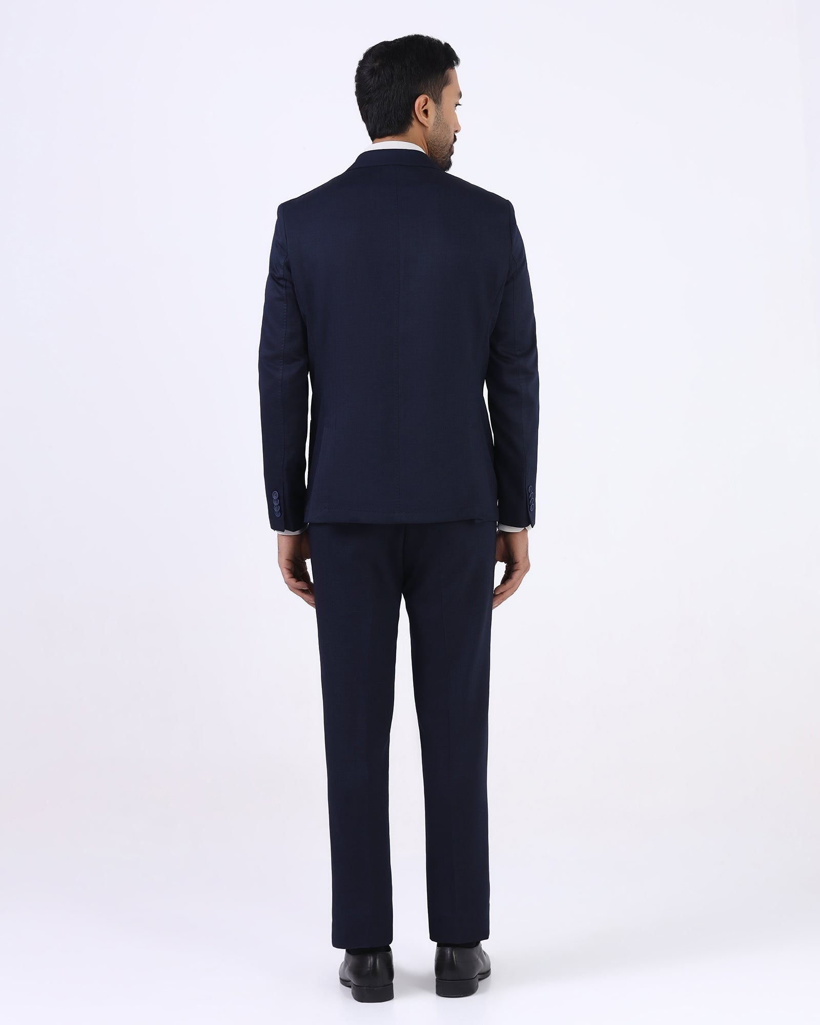Navy Two Piece Textured Suit - Naples