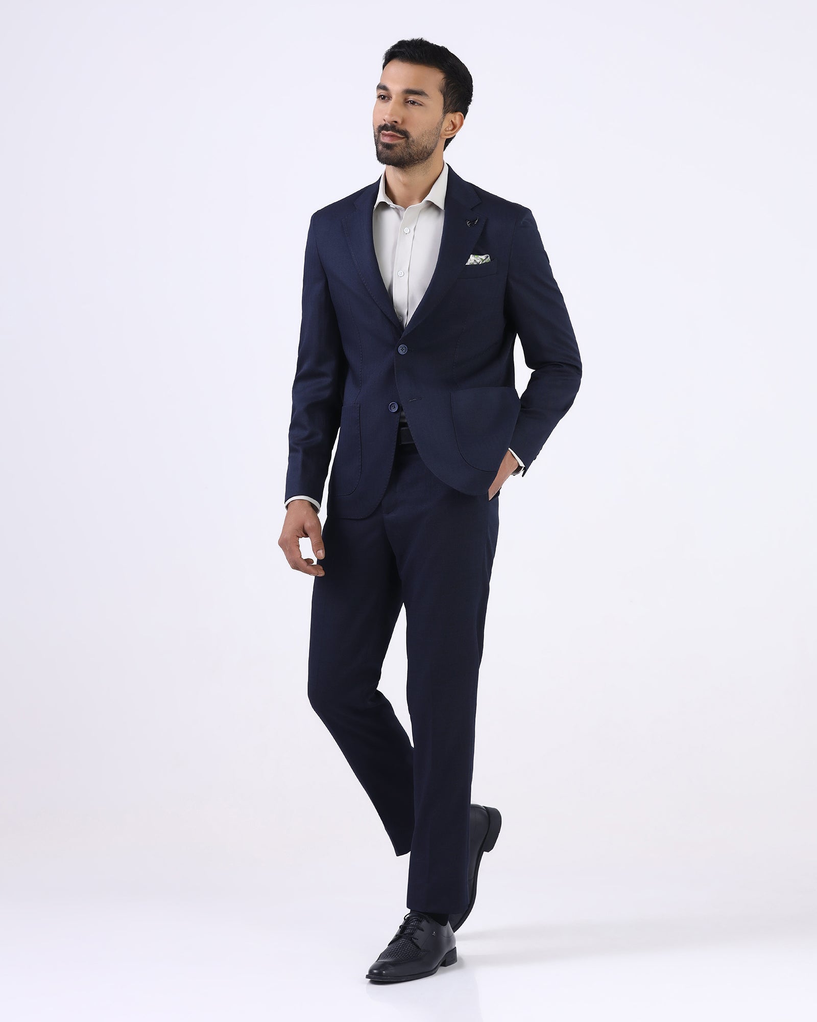 Navy Two Piece Textured Suit - Naples