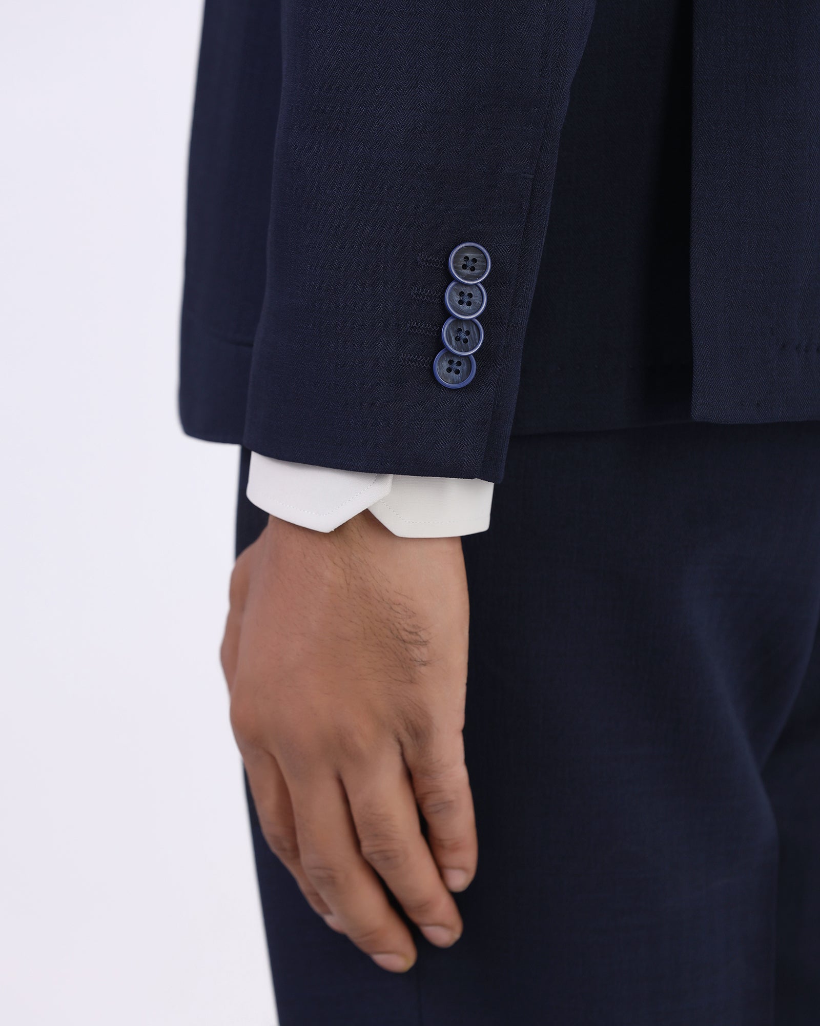 Navy Two Piece Textured Suit - Naples