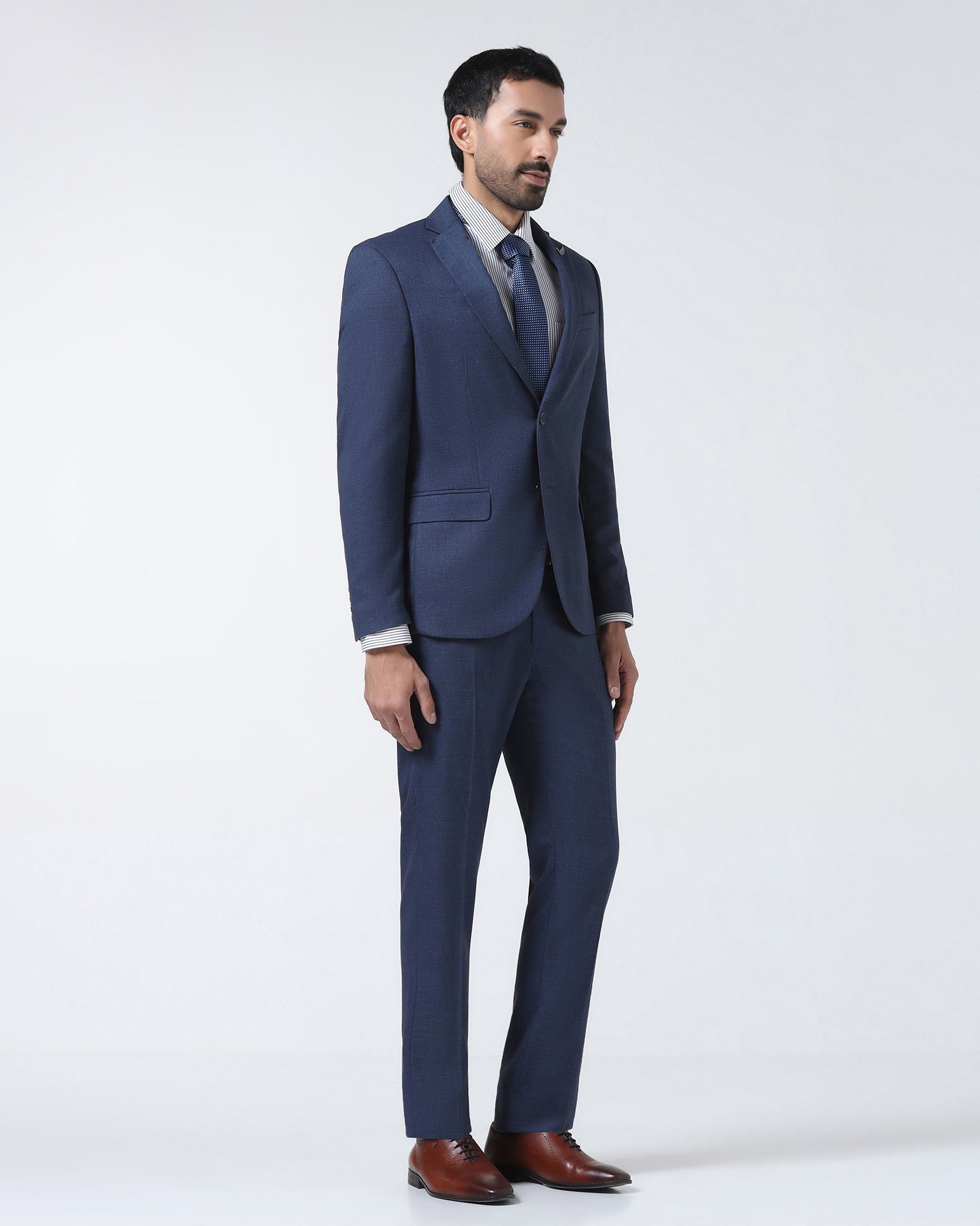 Navy Two Piece Textured Suit - Rex