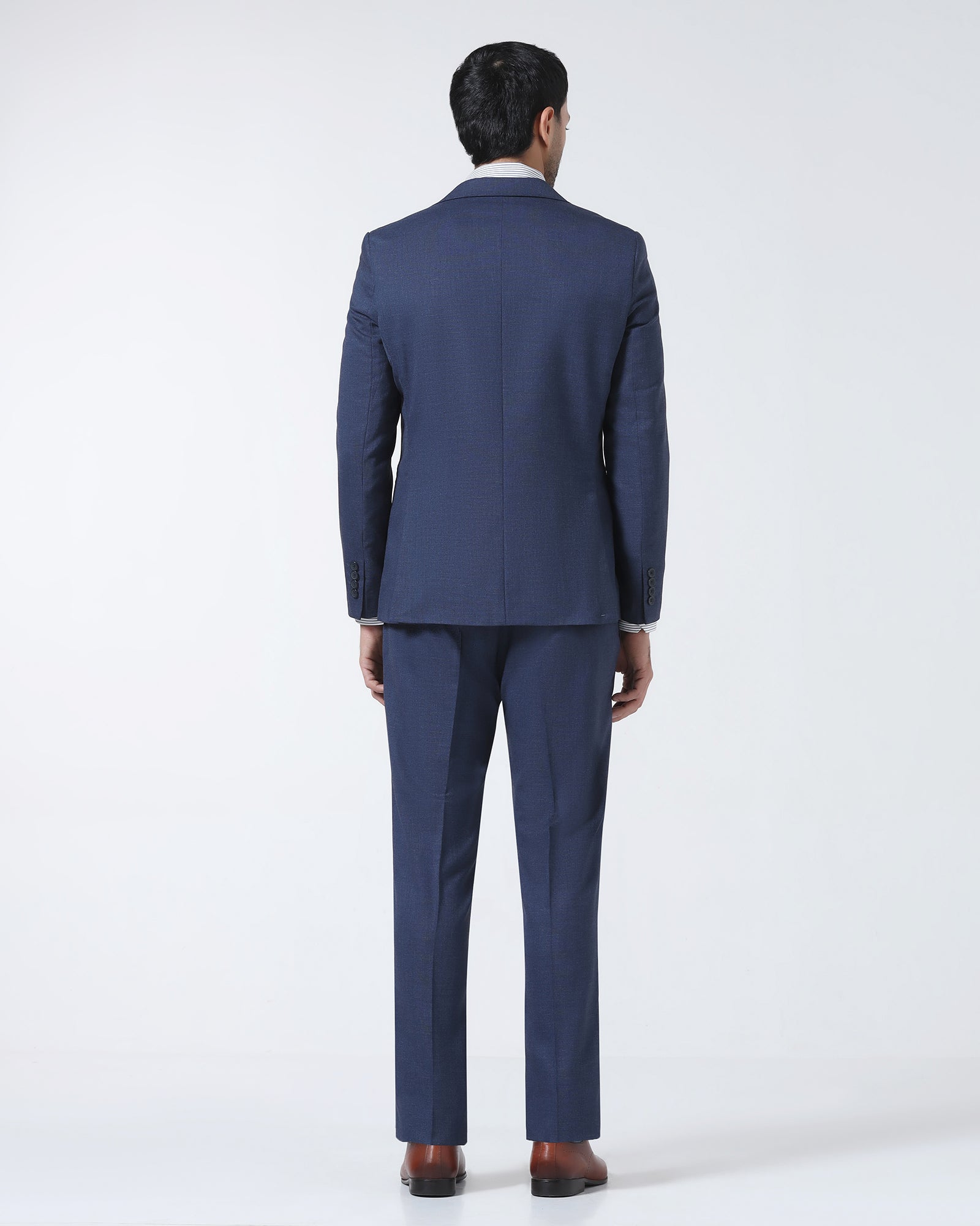 Navy Two Piece Textured Suit - Rex