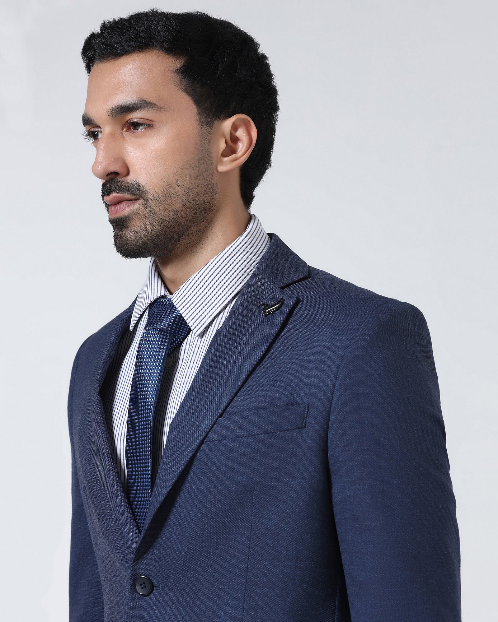 Navy Two Piece Textured Suit - Rex