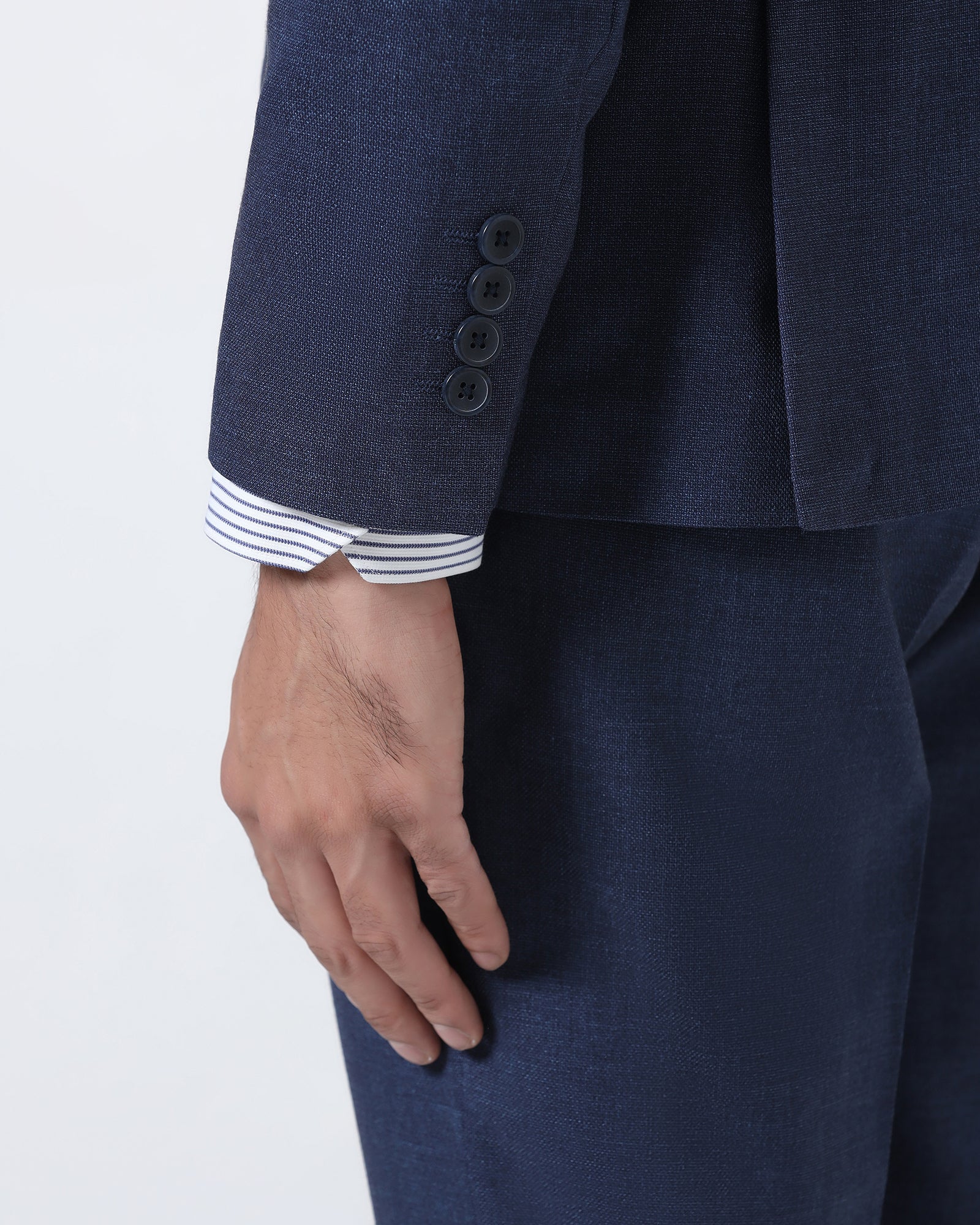 Navy Two Piece Textured Suit - Rex