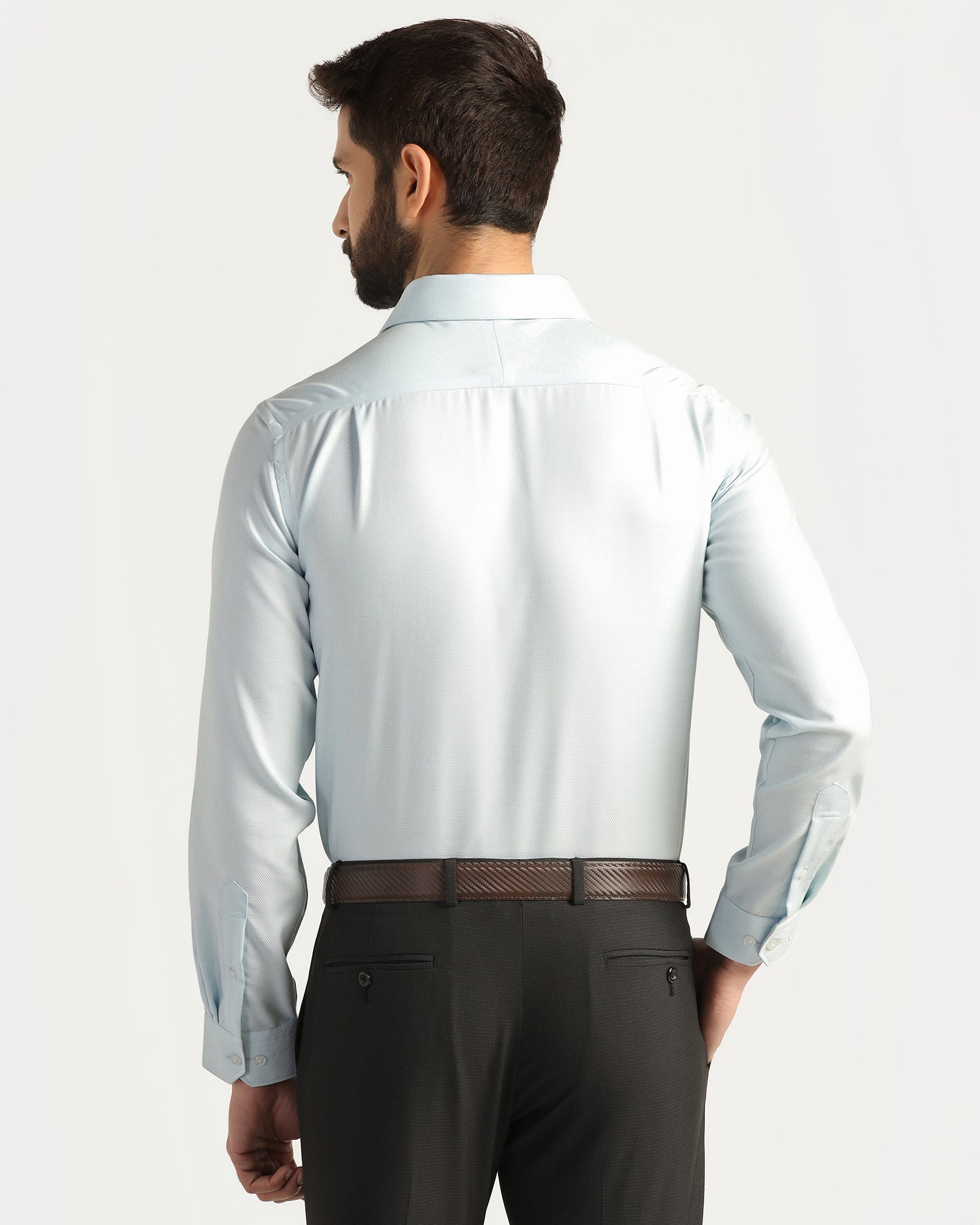 Non Iron Formal Aqua Textured Shirt - Bridge