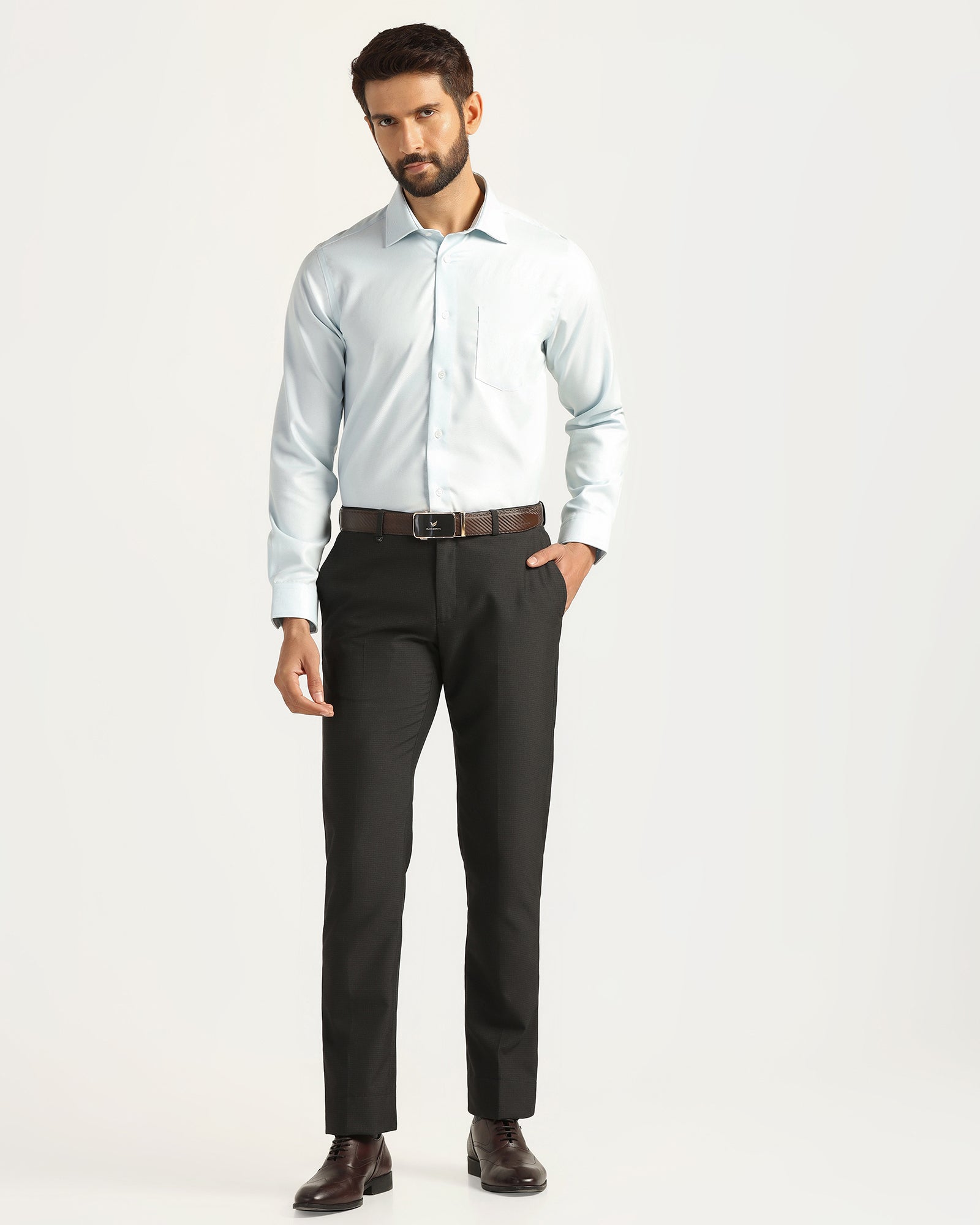 Non Iron Formal Aqua Textured Shirt - Bridge