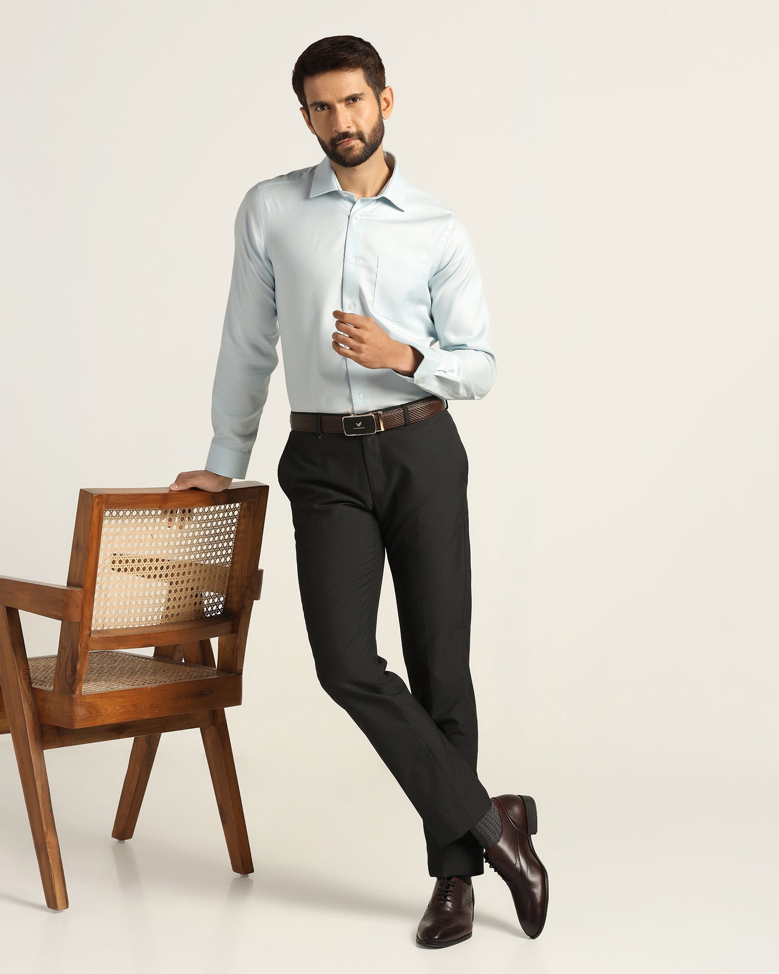 Non Iron Formal Aqua Textured Shirt - Bridge