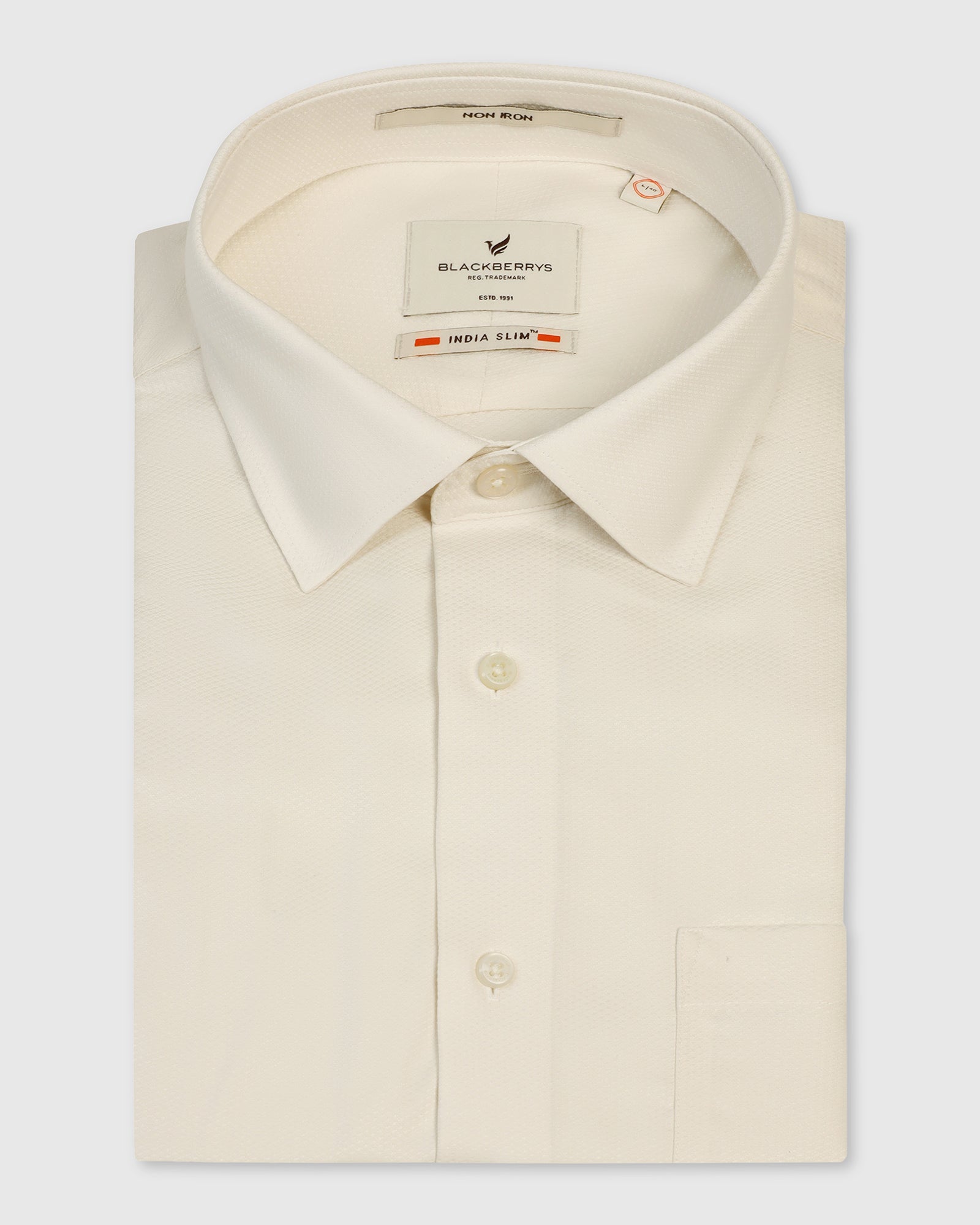Non Iron Formal Cream Textured Shirt - E31