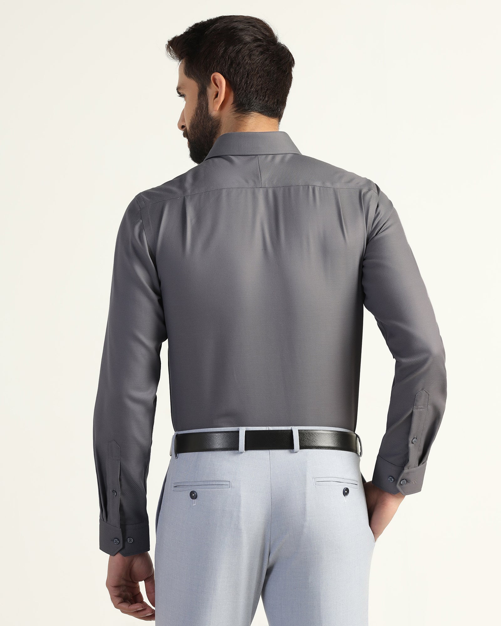Non Iron Formal Grey Textured Shirt - Bridge