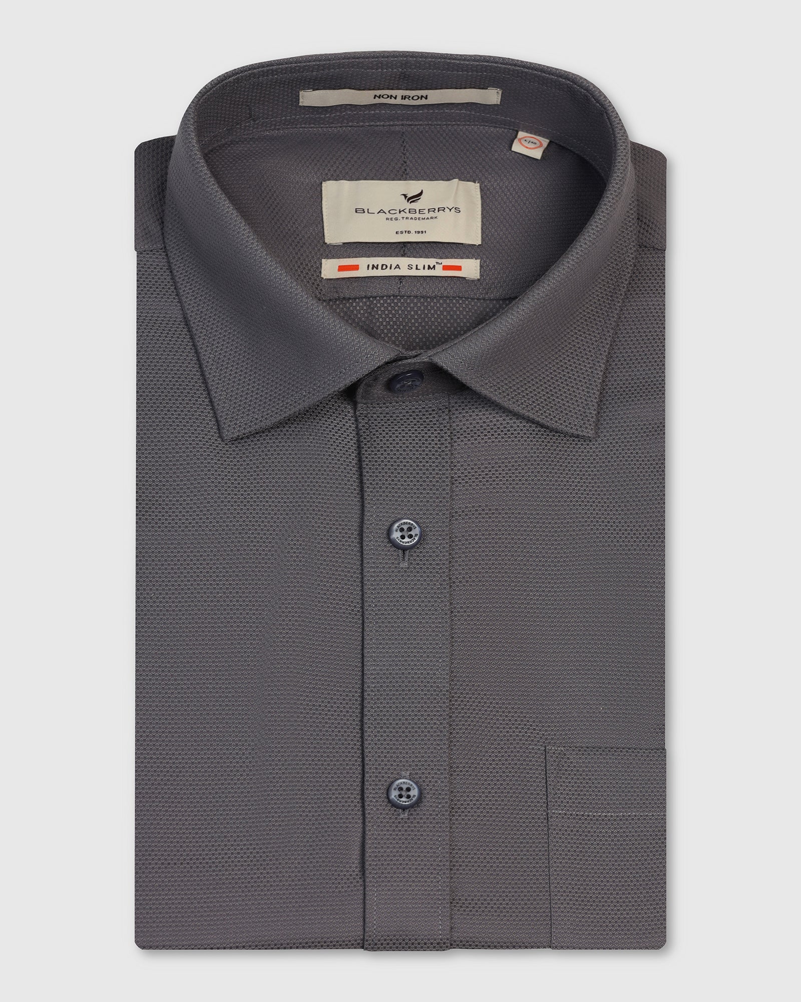 Non Iron Formal Grey Textured Shirt - Bridge