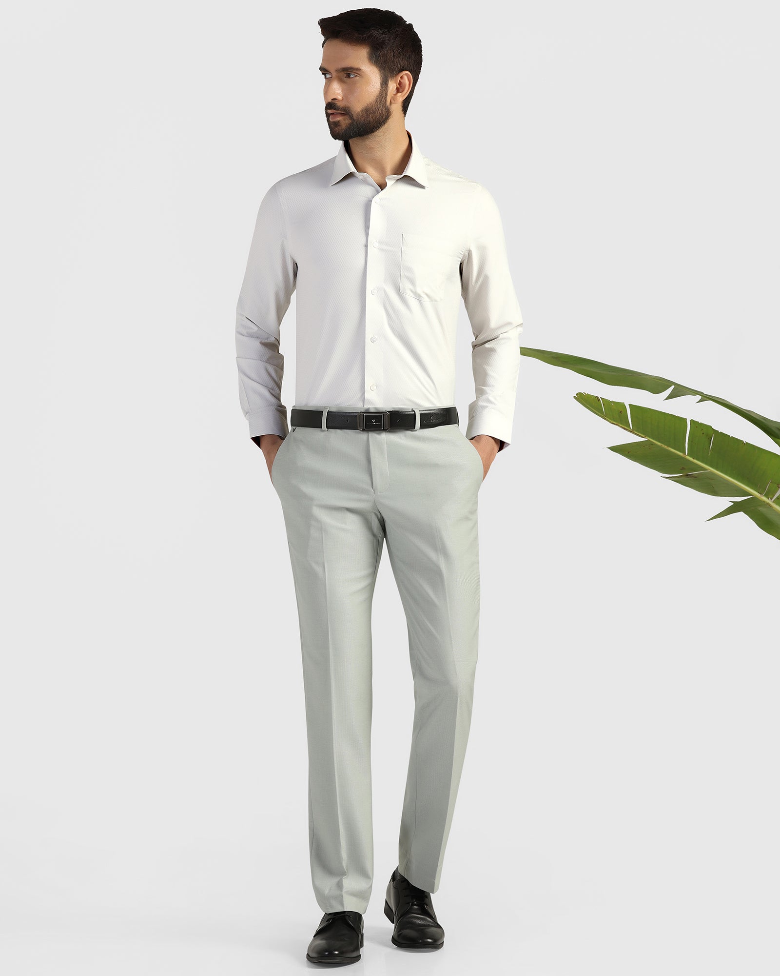 Non Iron Formal Grey Textured Shirt - Wren