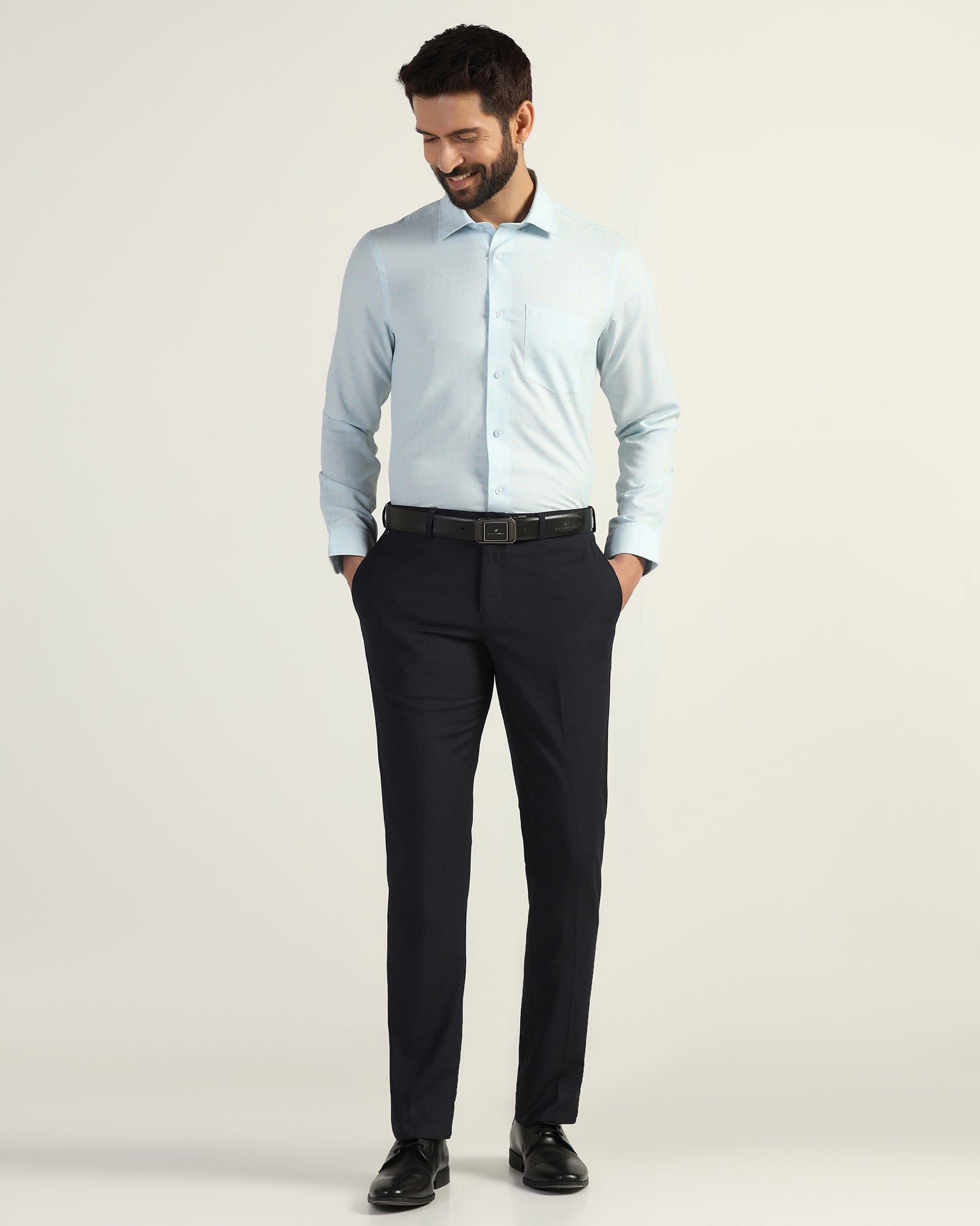 Non Iron Formal Ice Blue Textured Shirt - Wynn