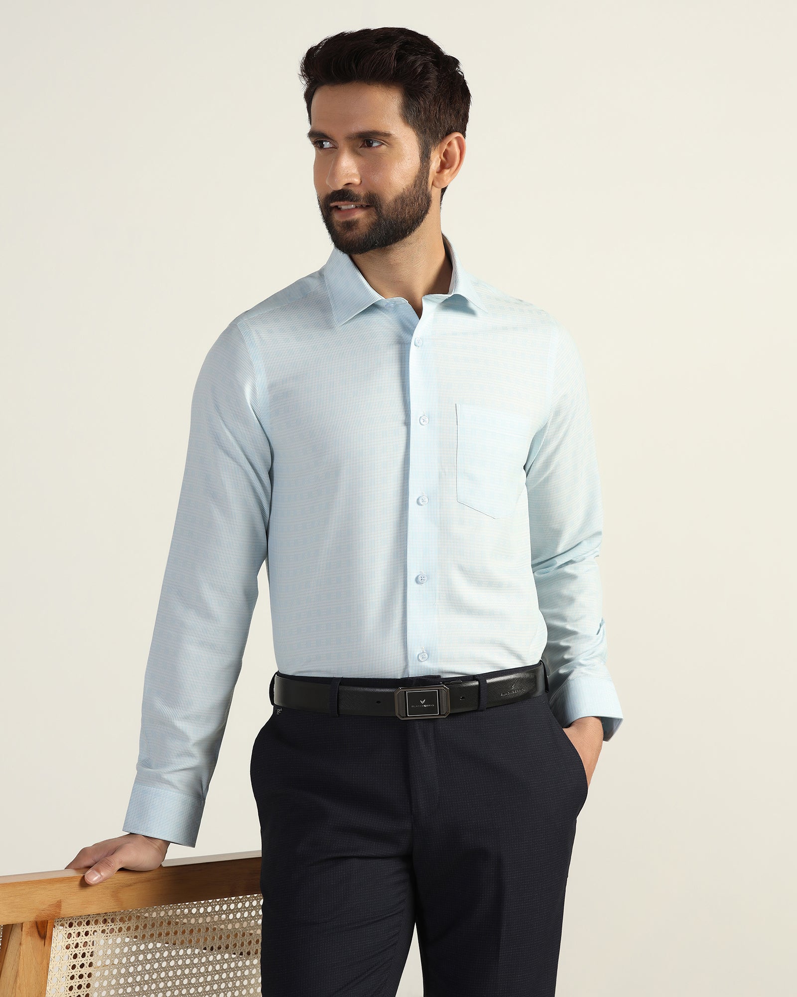 Non Iron Formal Ice Blue Textured Shirt - Wynn
