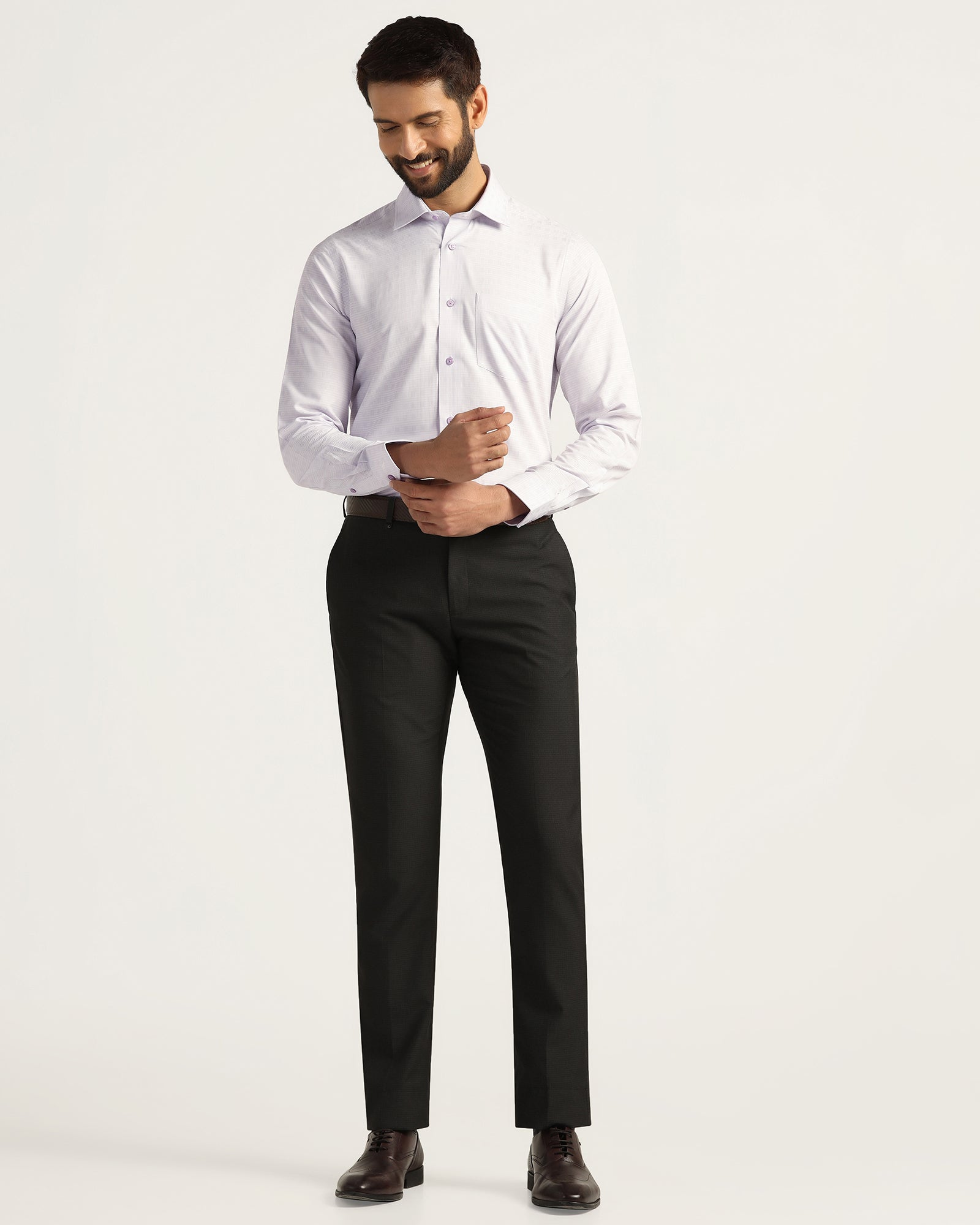 Non Iron Formal Lavender Textured Shirt - Wynn