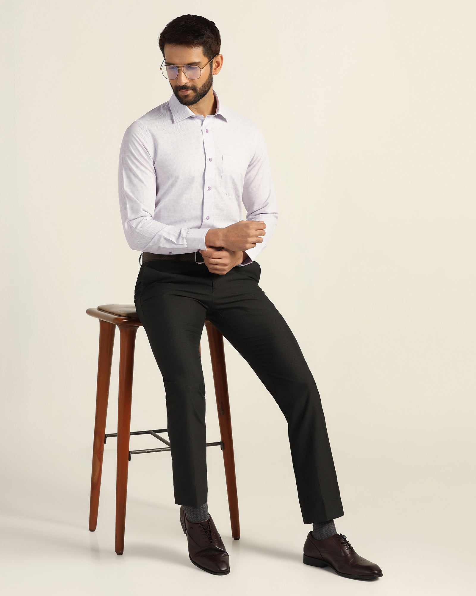 Non Iron Formal Lavender Textured Shirt - Wynn