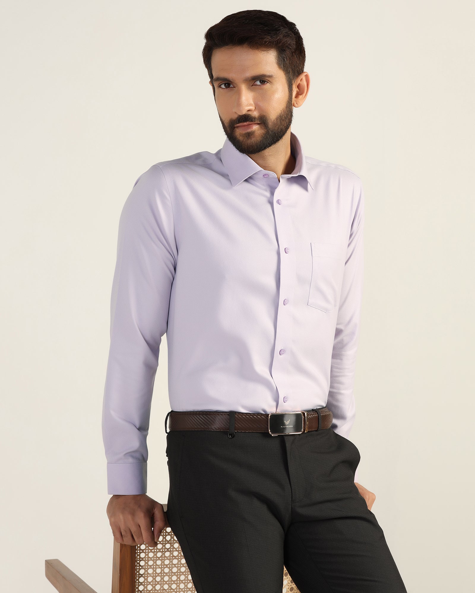 Non Iron Formal Lilac Textured Shirt - Bridge