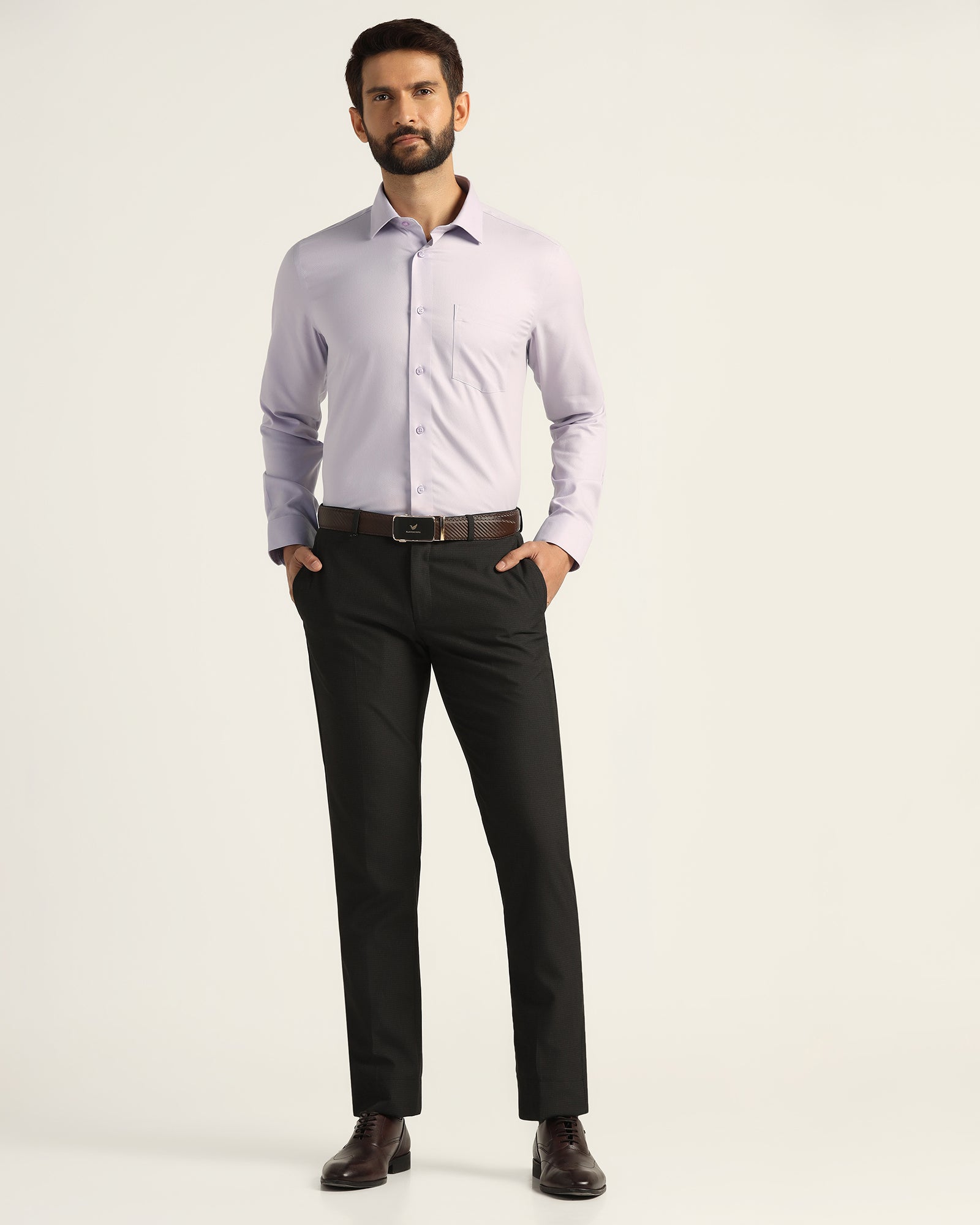 Non Iron Formal Lilac Textured Shirt - Bridge