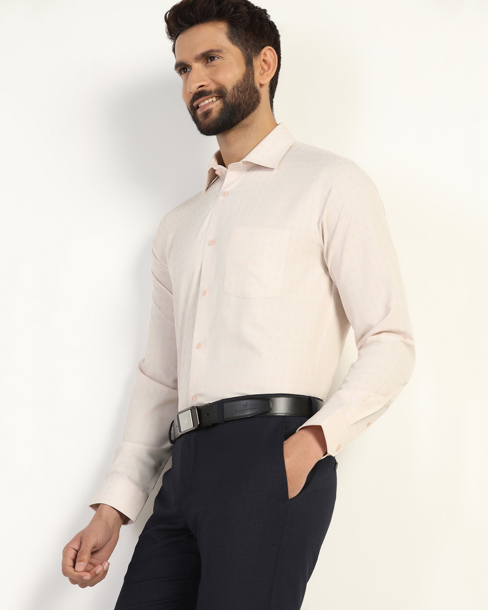 Non Iron Formal Peach Textured Shirt - Wynn