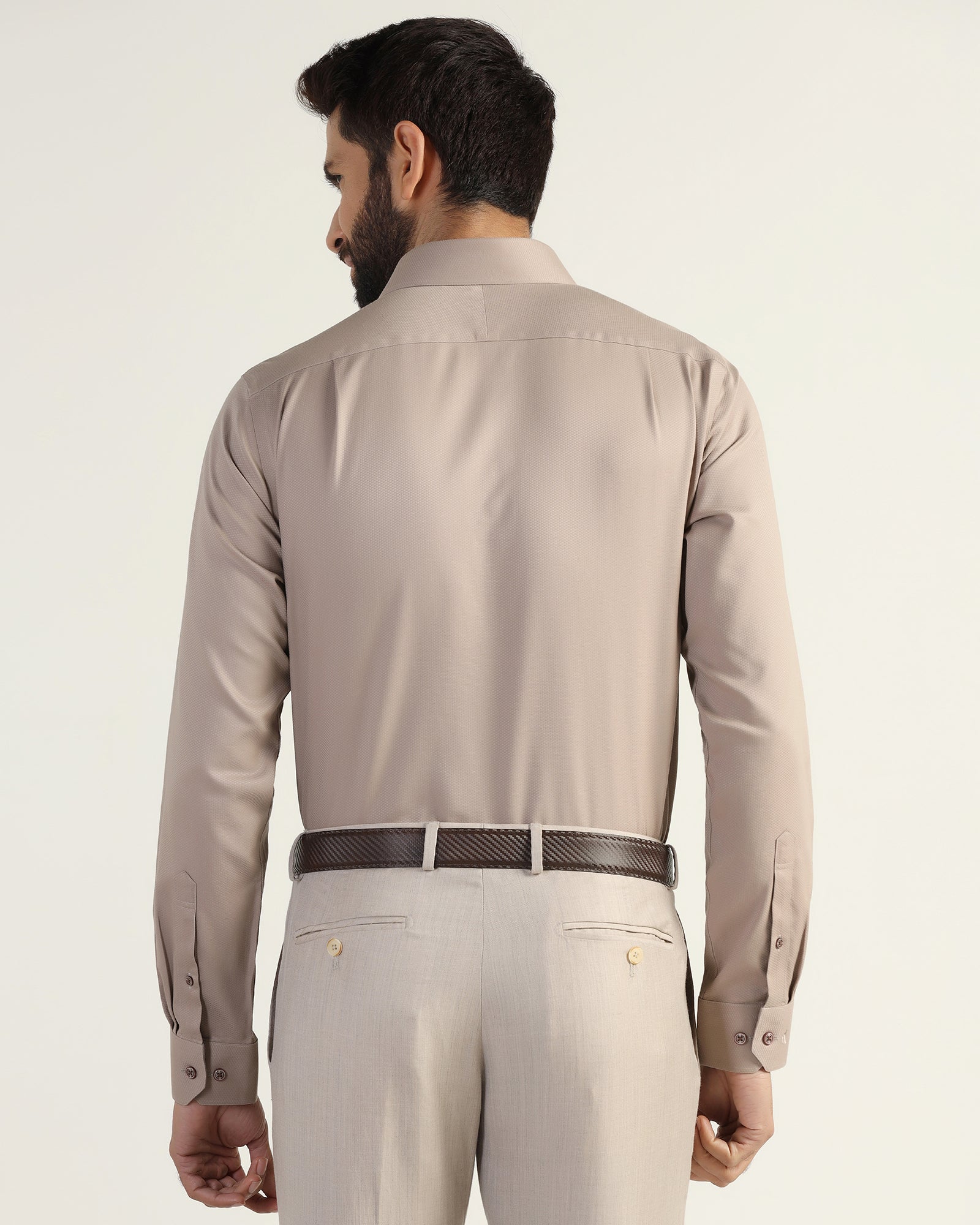 Non Iron Formal Tan Textured Shirt - E31