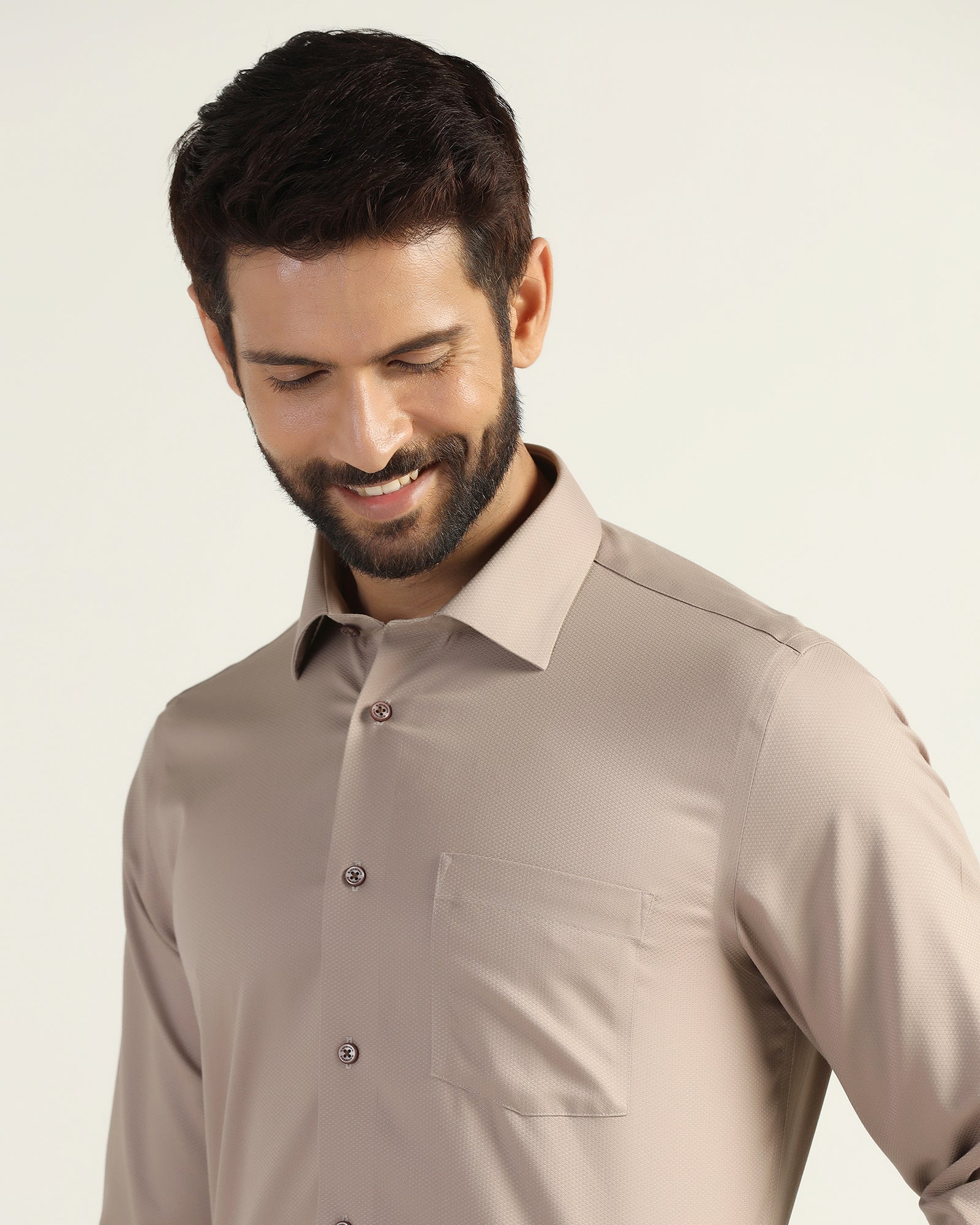Non Iron Formal Tan Textured Shirt - E31