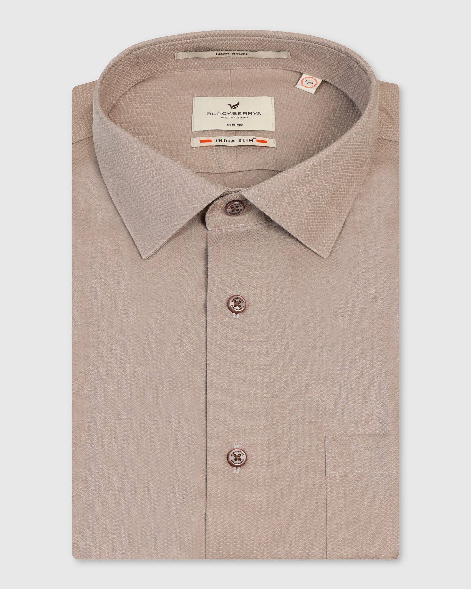Non Iron Formal Tan Textured Shirt - E31