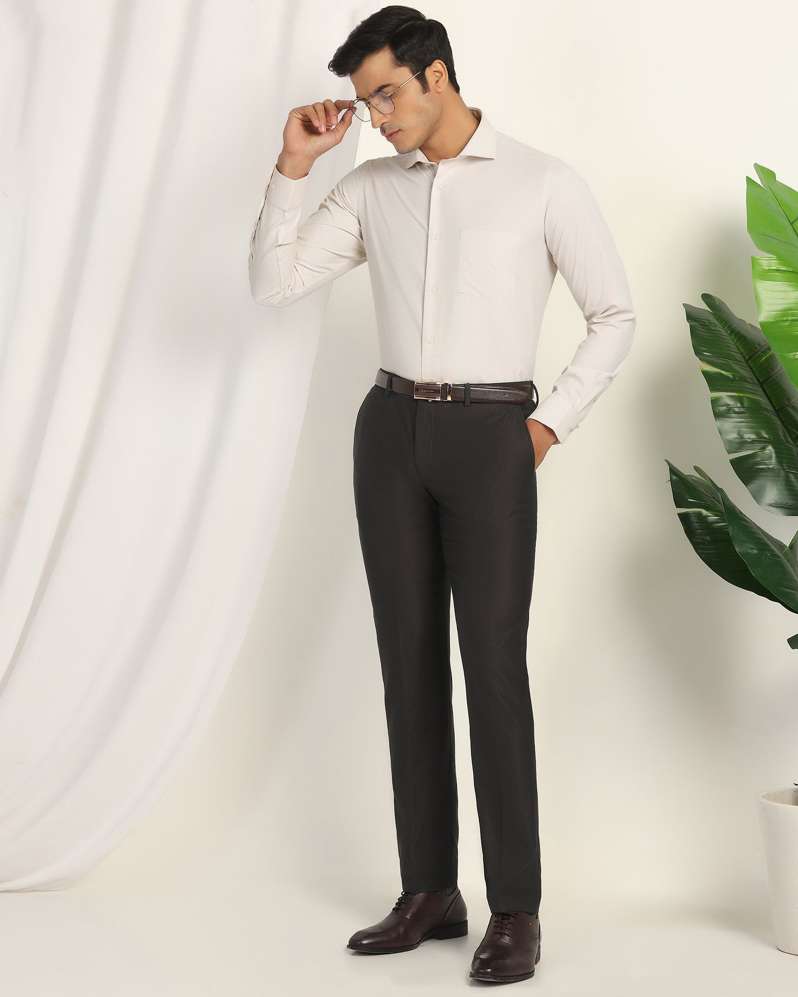 Non Iron Formal Yellow Textured Shirt - Wise