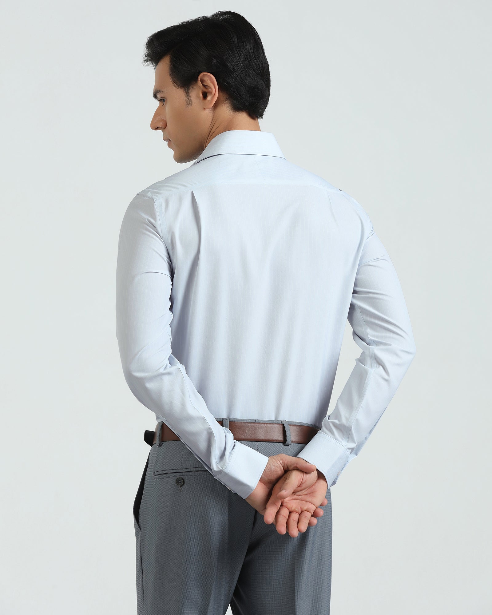 Non Iron Formal Blue Stripe Shirt - Wagon