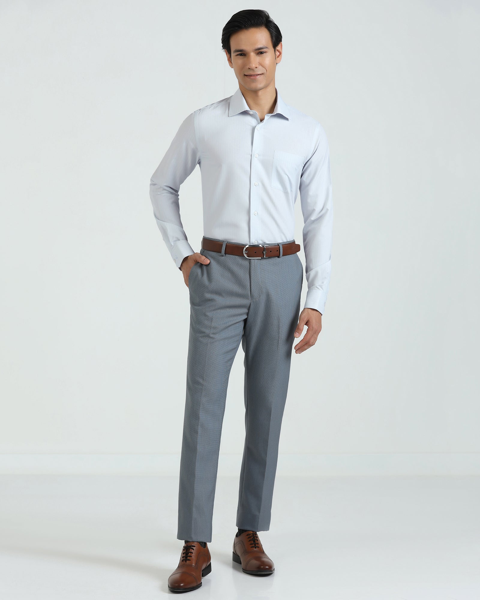 Non Iron Formal Blue Stripe Shirt - Wagon