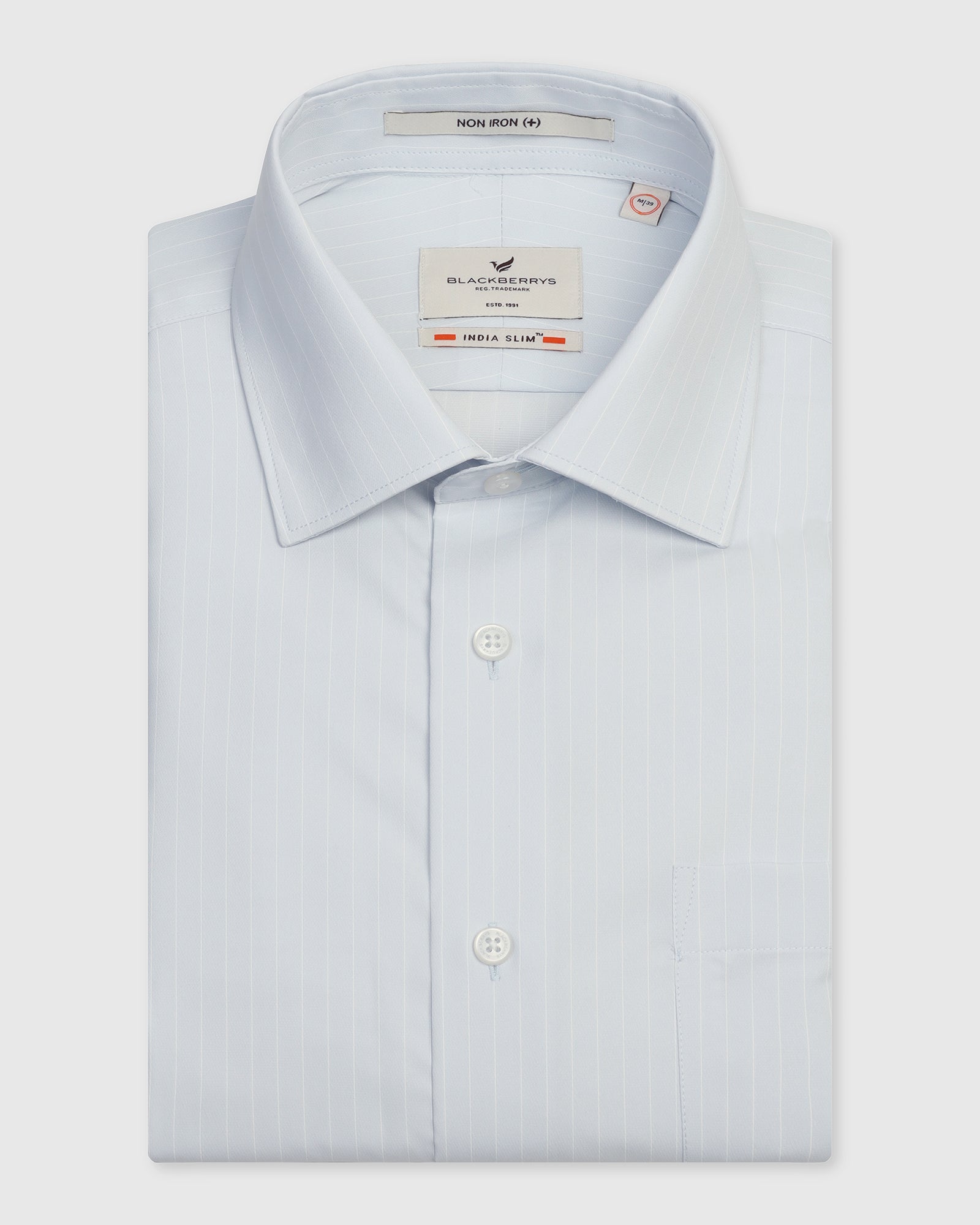 Non Iron Formal Blue Stripe Shirt - Wagon
