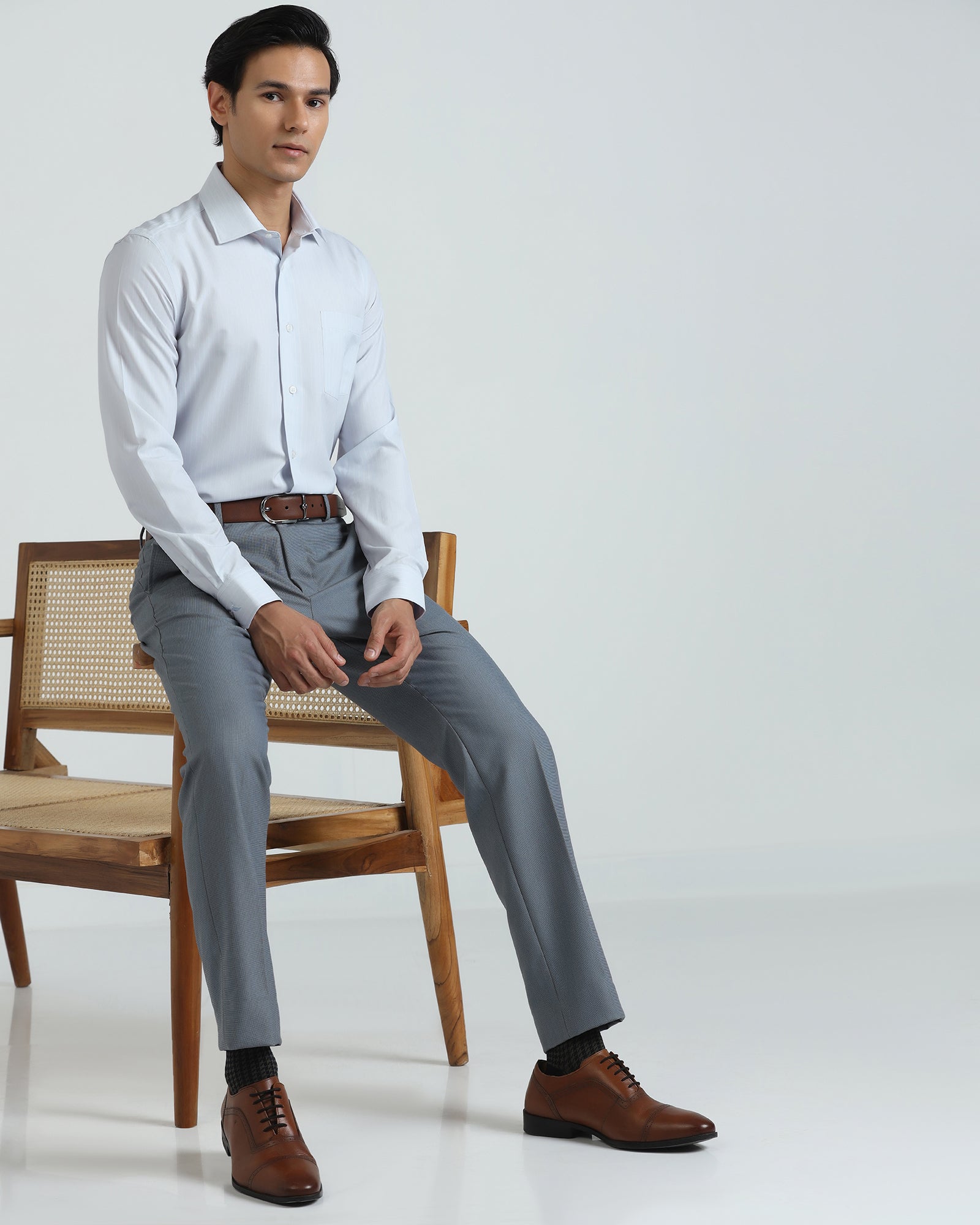 Non Iron Formal Blue Stripe Shirt - Wagon