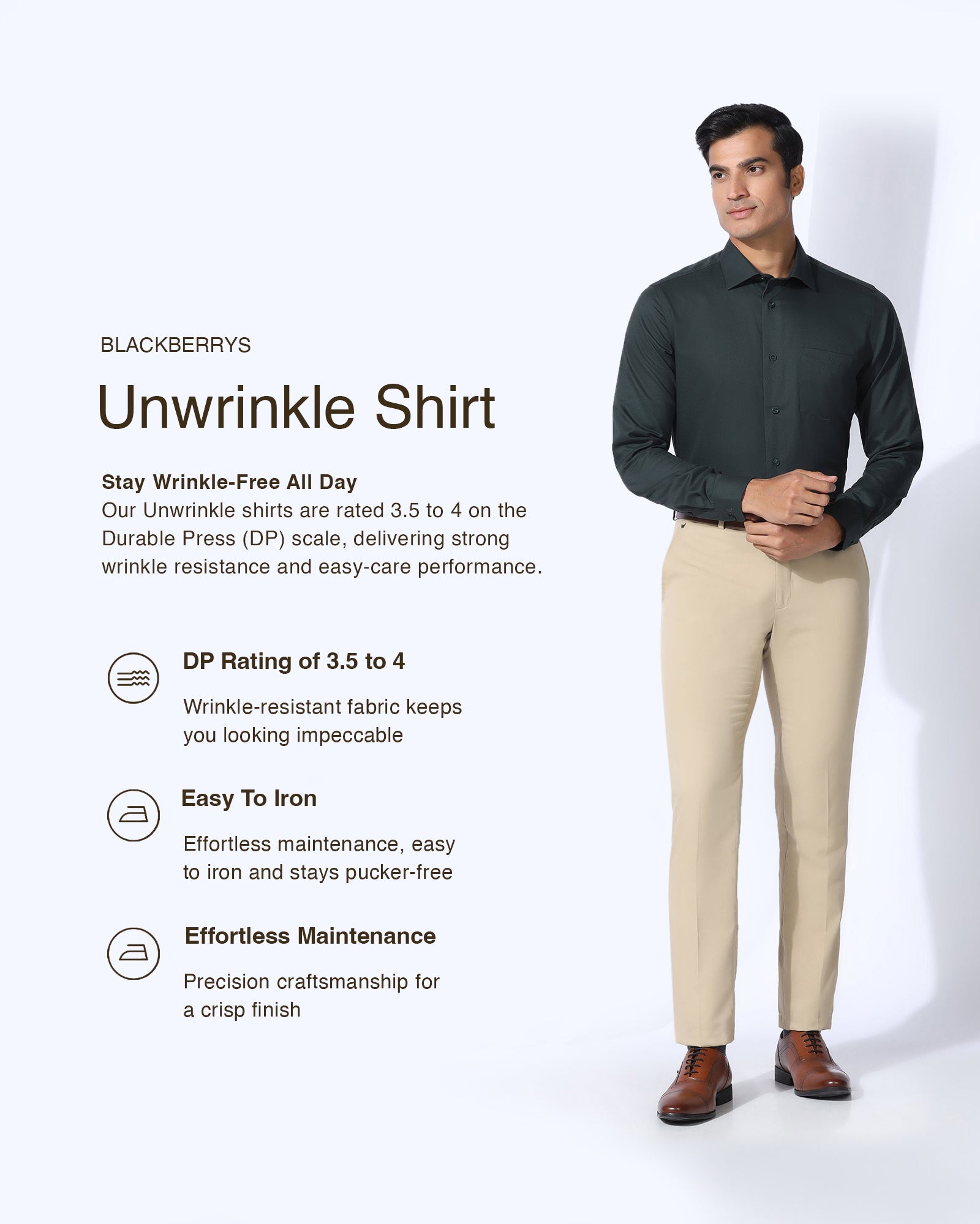 Non Iron Formal Dark Green Solid Shirt - P31