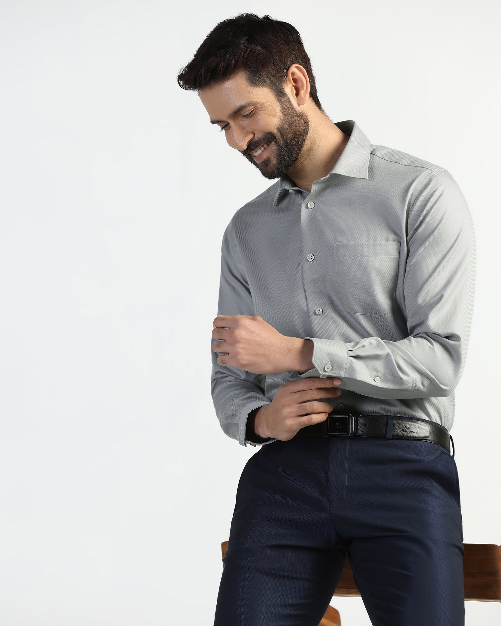 Non Iron Formal Grey Solid Shirt - P31
