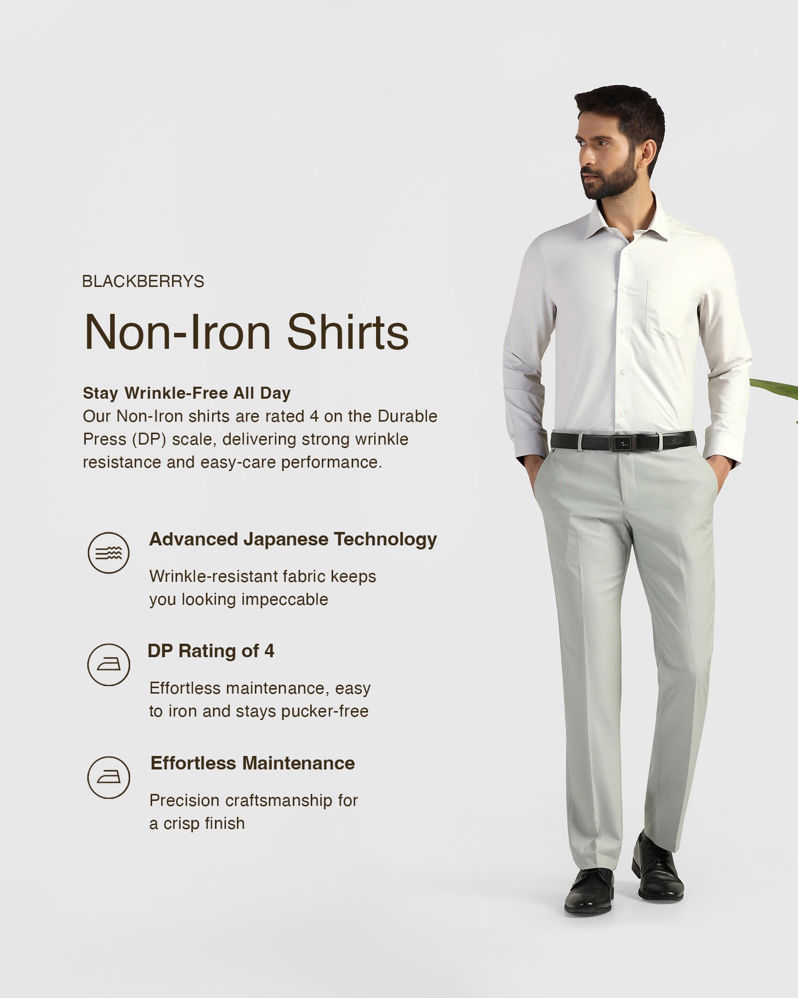 Non Iron Formal Grey Textured Shirt - Wren