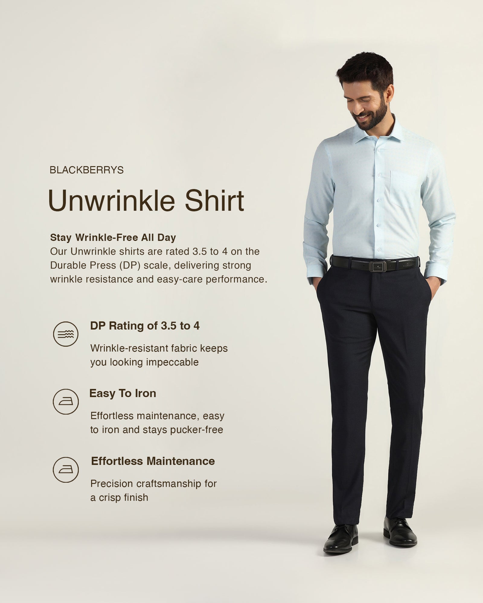 Non Iron Formal Ice Blue Textured Shirt - Wynn