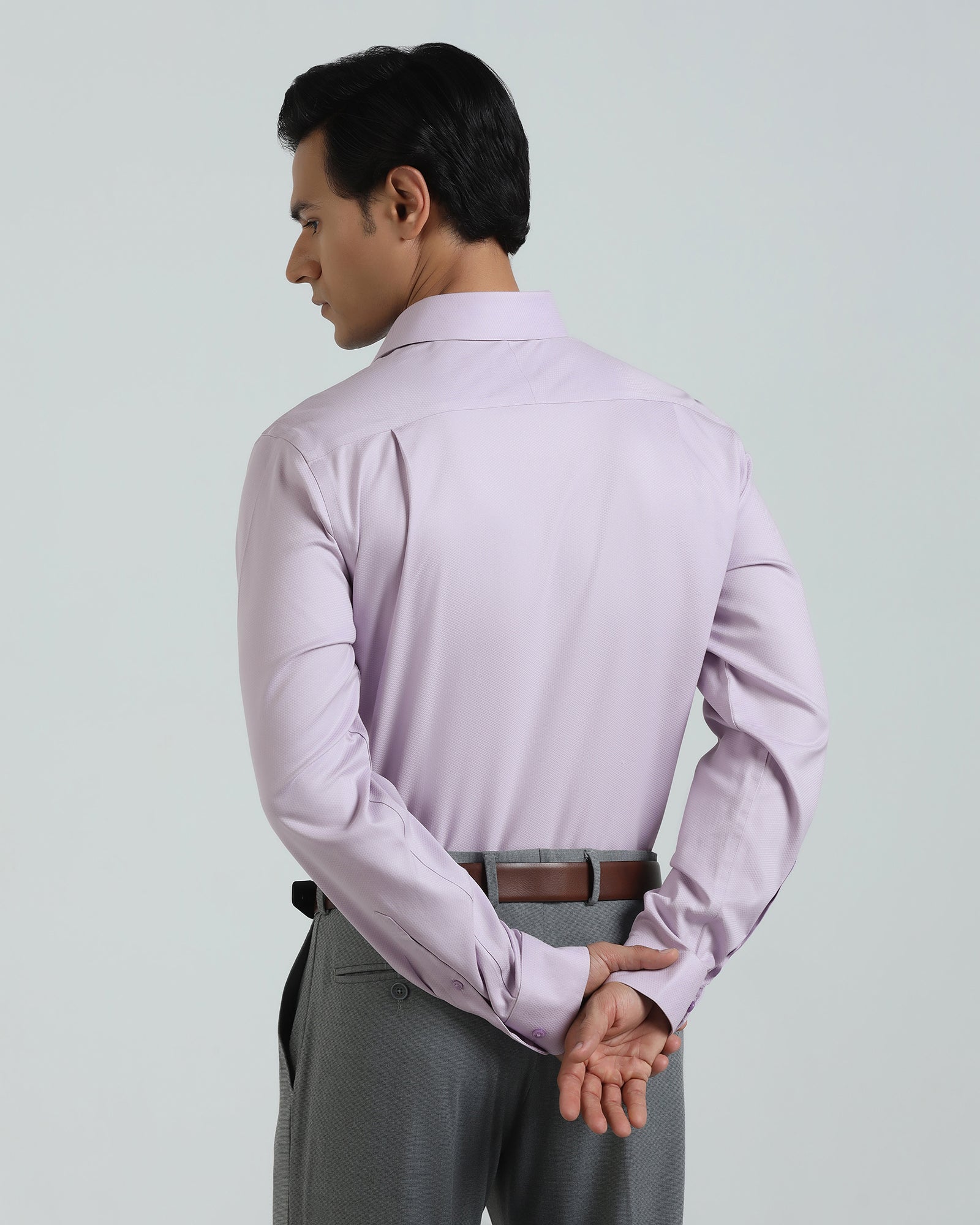 Non Iron Formal Lavender Textured Shirt - E31