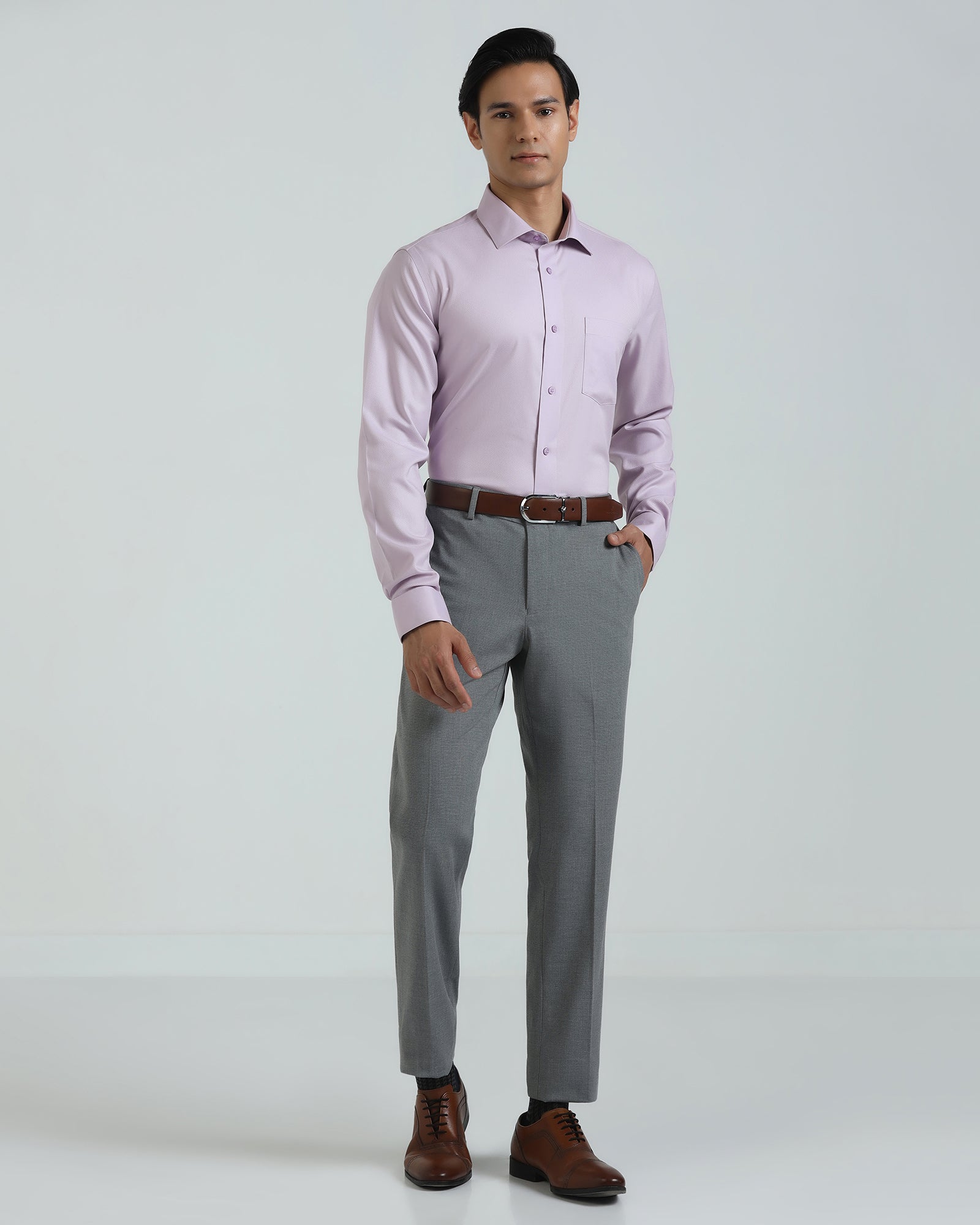 Non Iron Formal Lavender Textured Shirt - E31