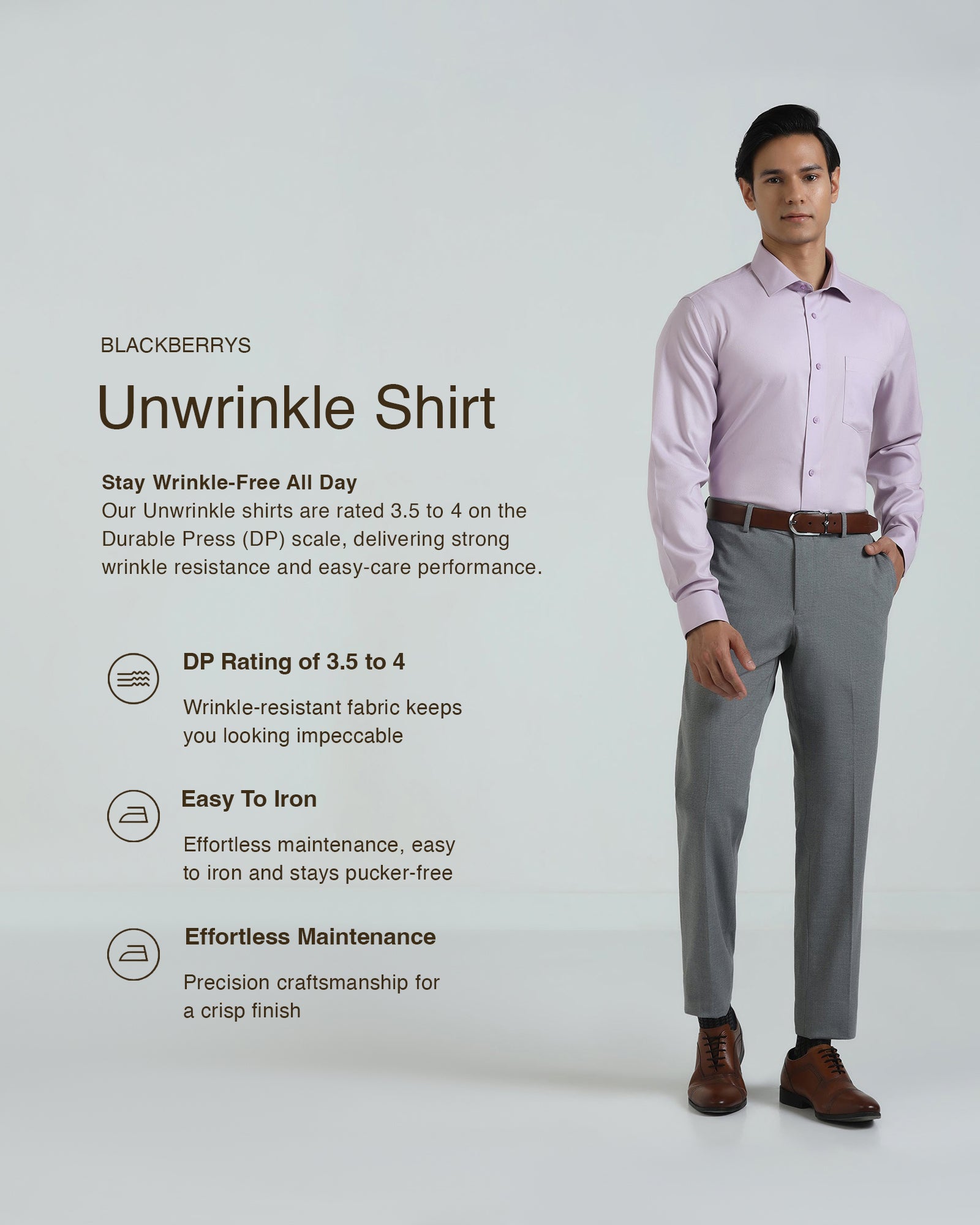 Non Iron Formal Lavender Textured Shirt - E31