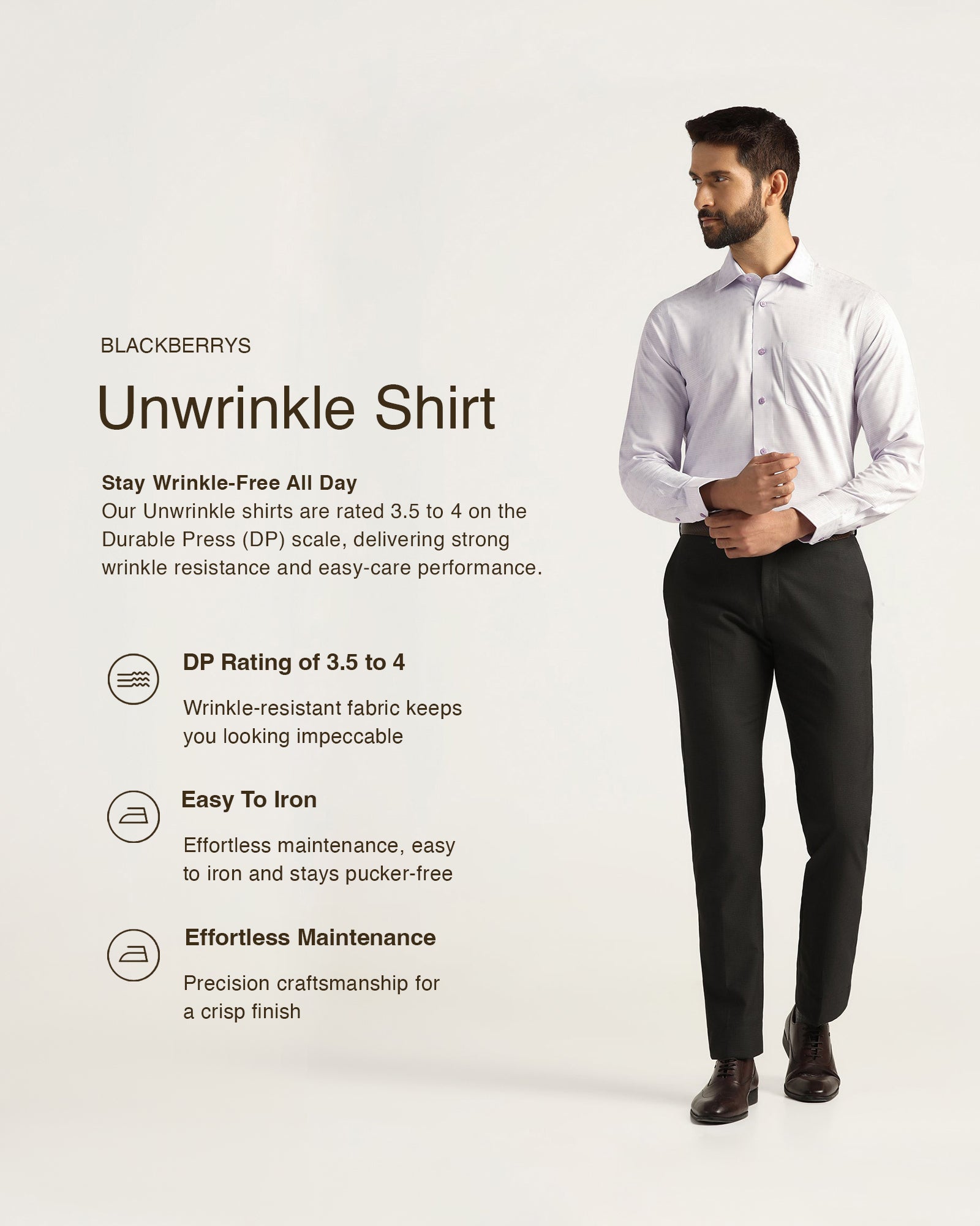 Non Iron Formal Lavender Textured Shirt - Wynn