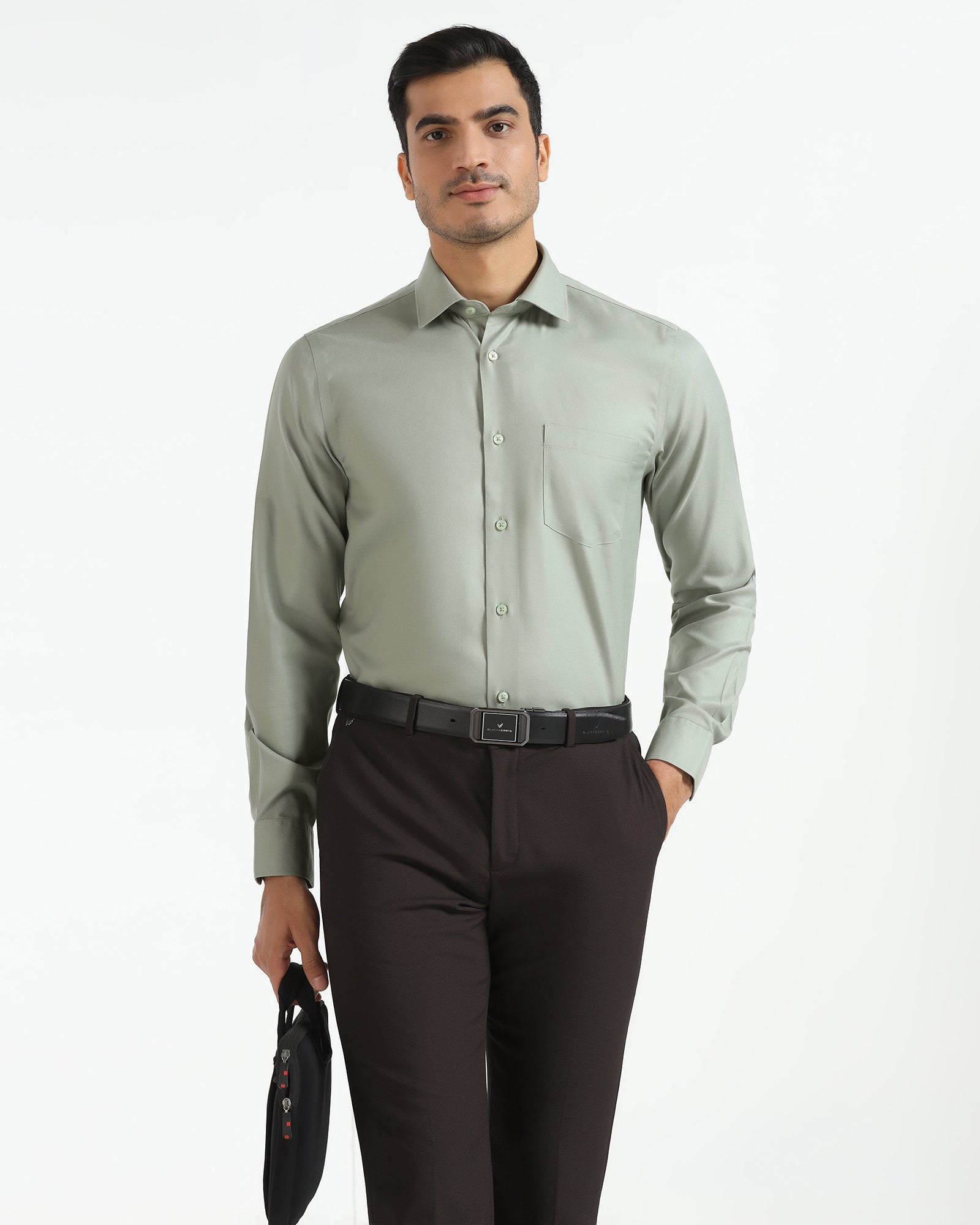Non Iron Formal Light Green Textured Shirt - Bryan