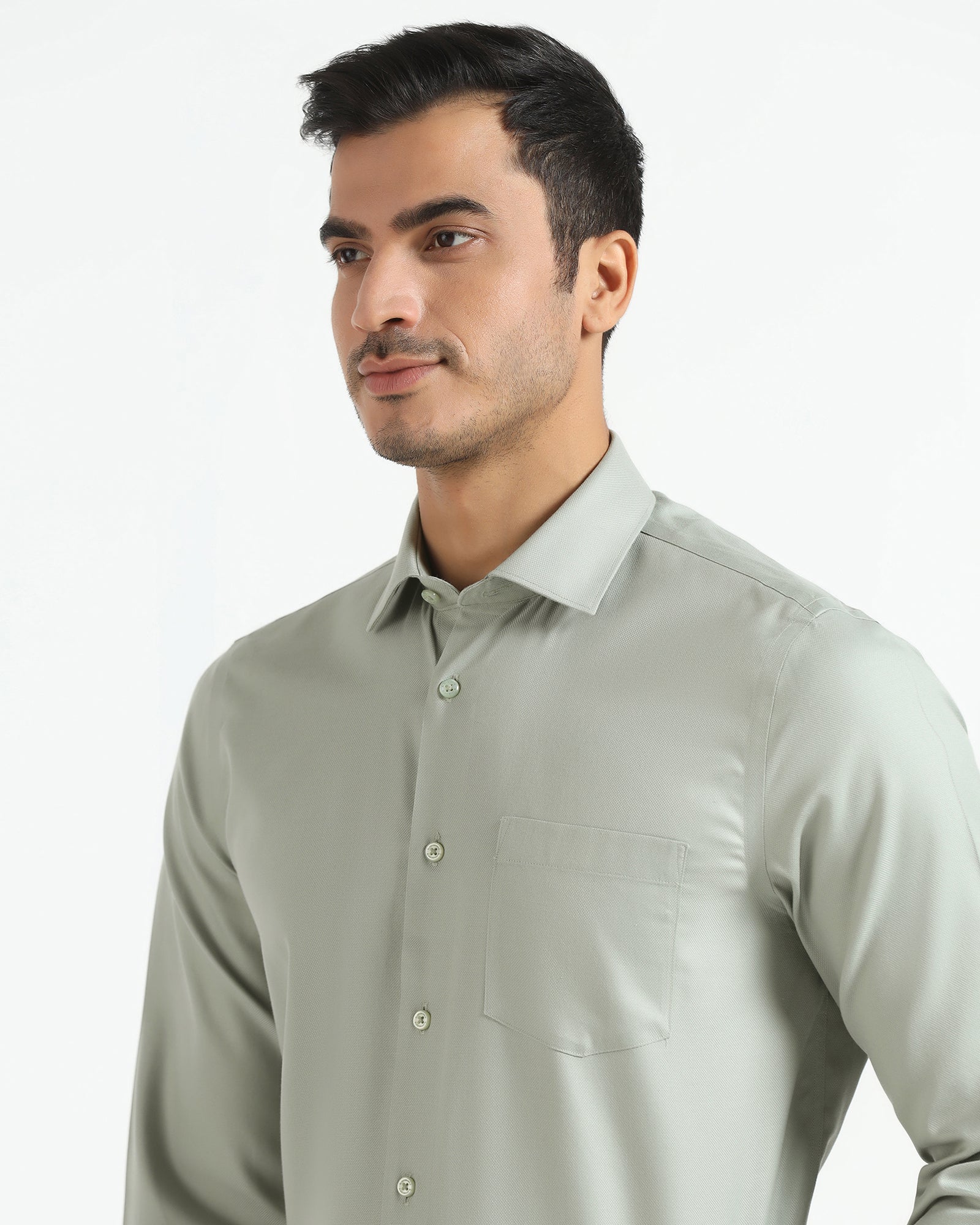 Non Iron Formal Light Green Textured Shirt - Bryan