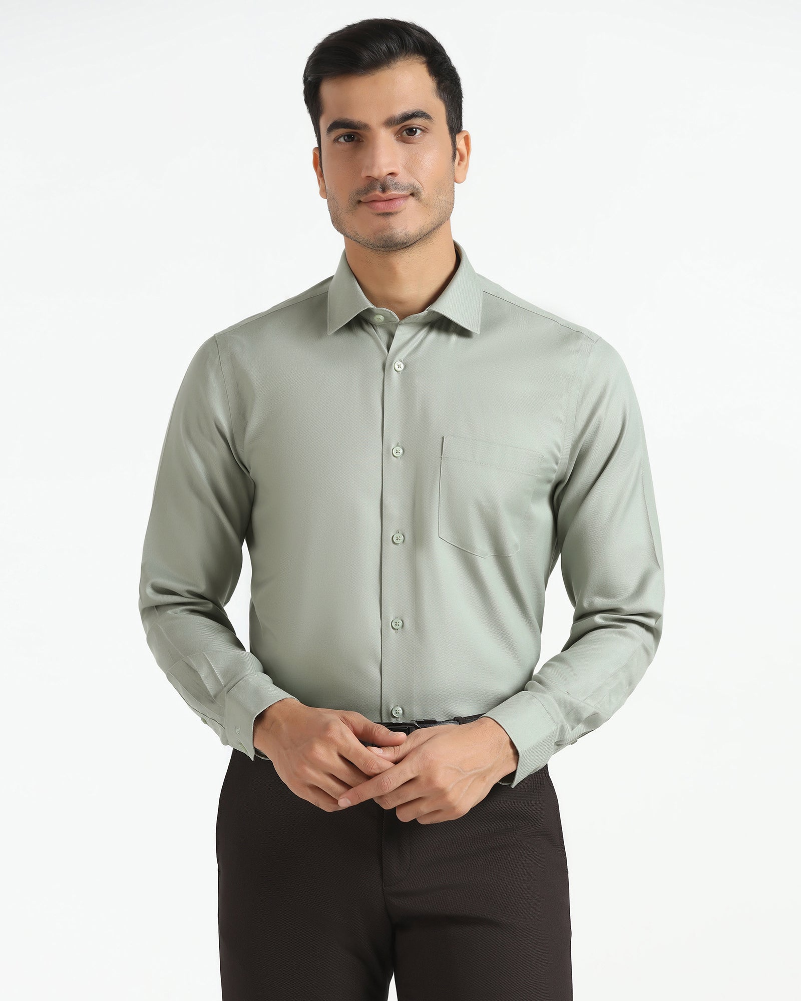 Non Iron Formal Light Green Textured Shirt - Bryan