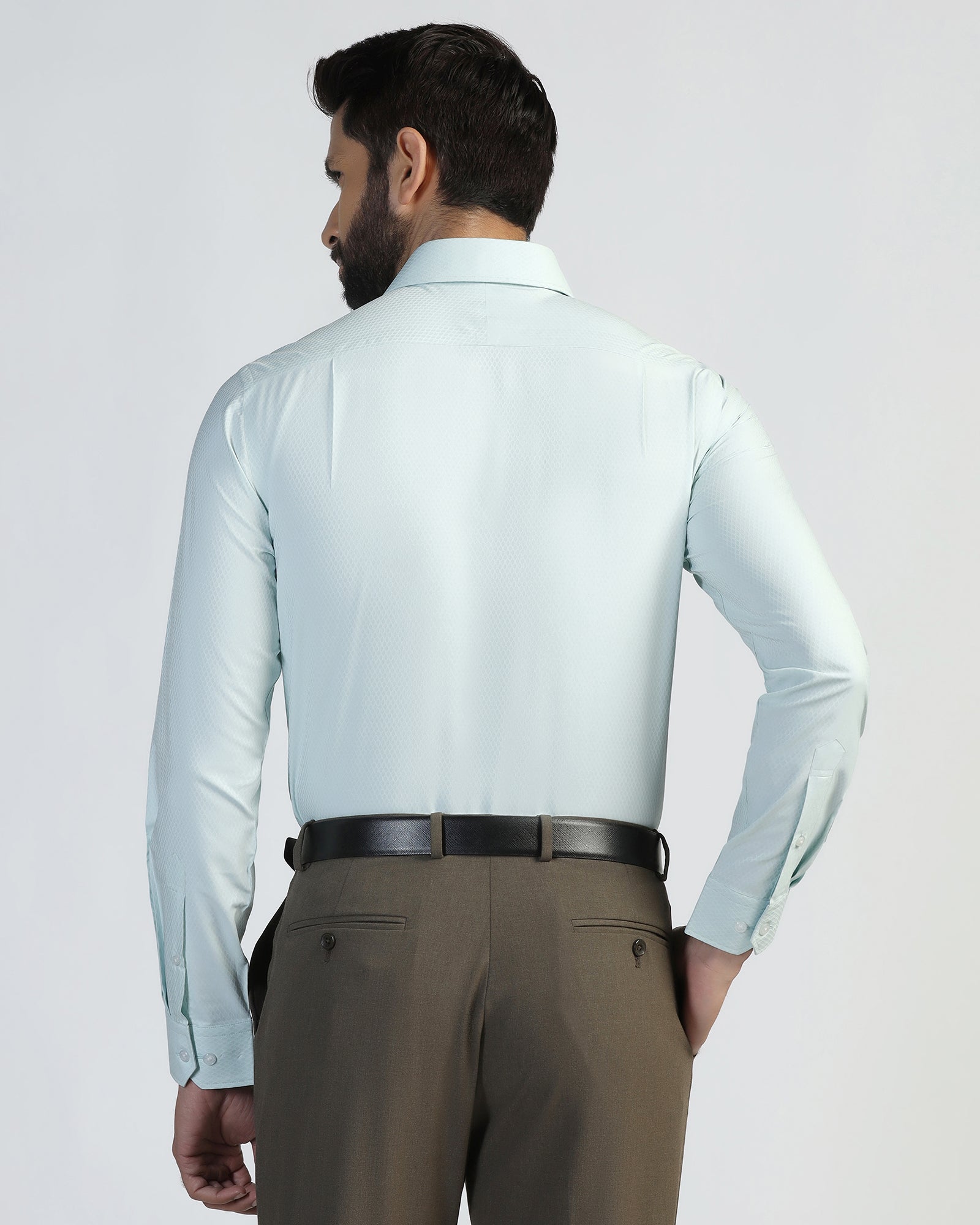 Non Iron Formal Mint Textured Shirt - Wren