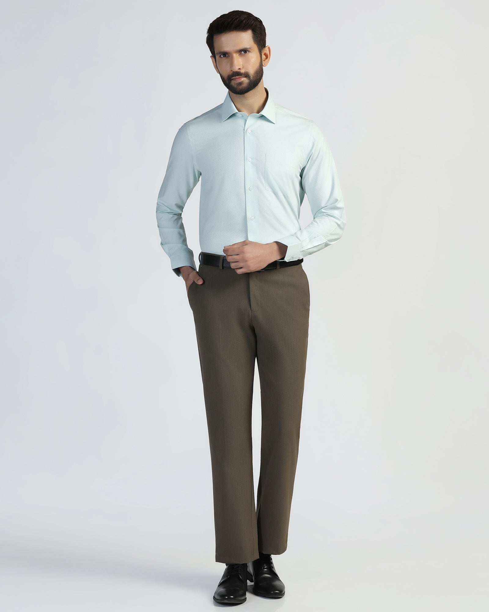 Non Iron Formal Mint Textured Shirt - Wren