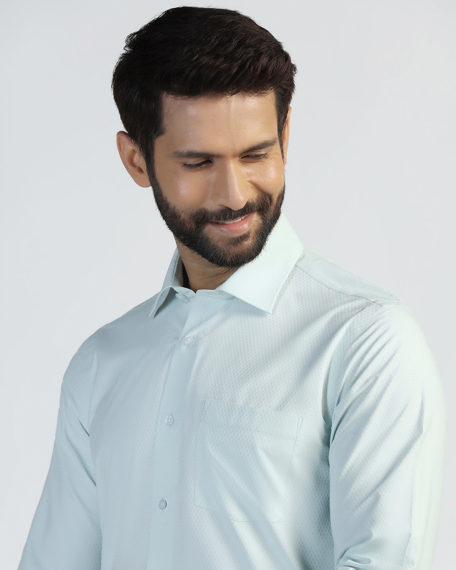 Non Iron Formal Mint Textured Shirt - Wren