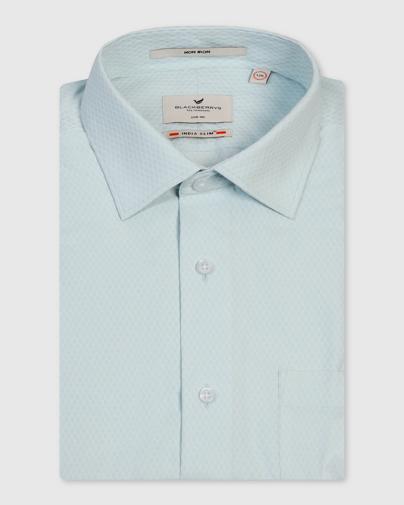 Non Iron Formal Mint Textured Shirt - Wren