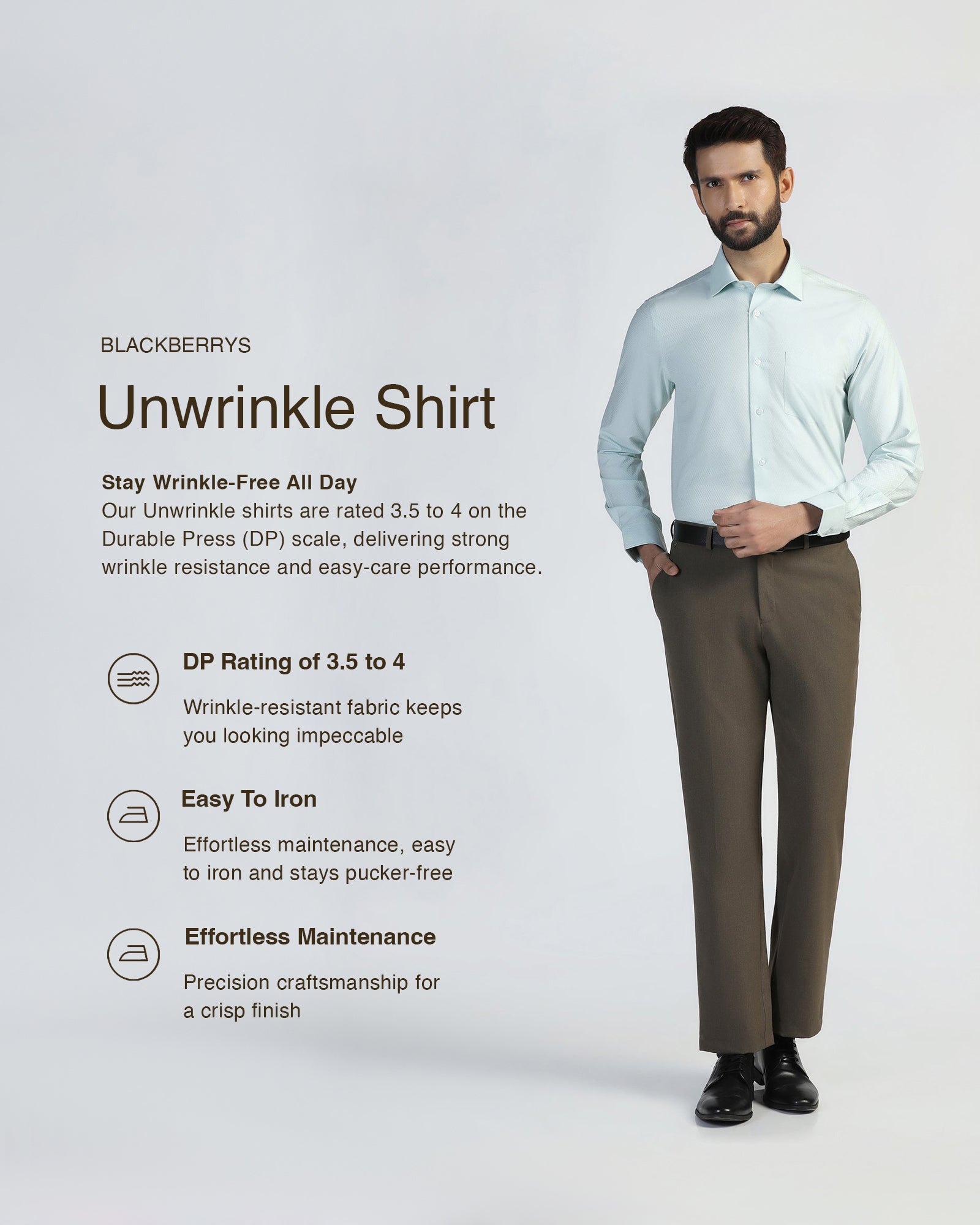 Non Iron Formal Mint Textured Shirt - Wren