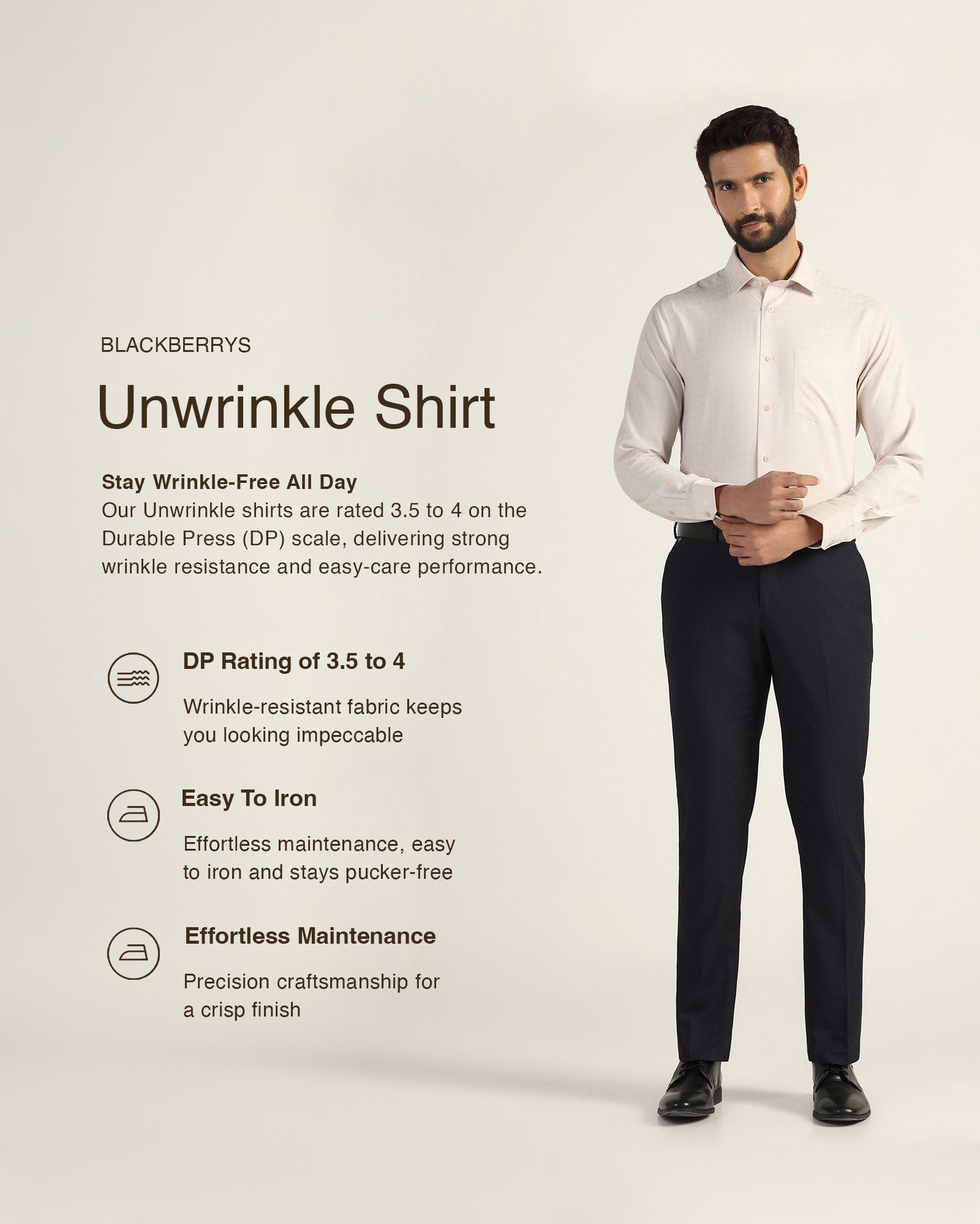 Non Iron Formal Peach Textured Shirt - Wynn