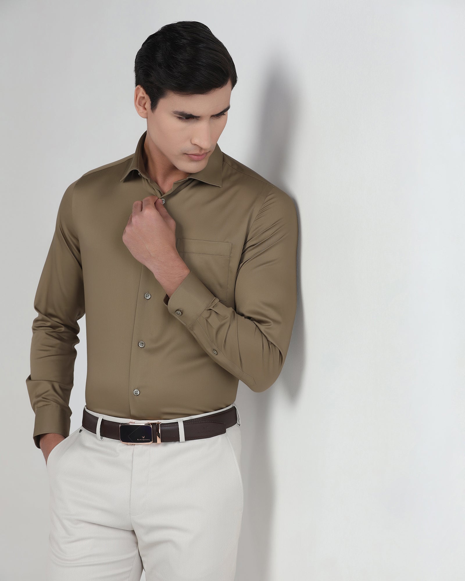 Ochre Unwrinkle Solid Shirt - Sylvia