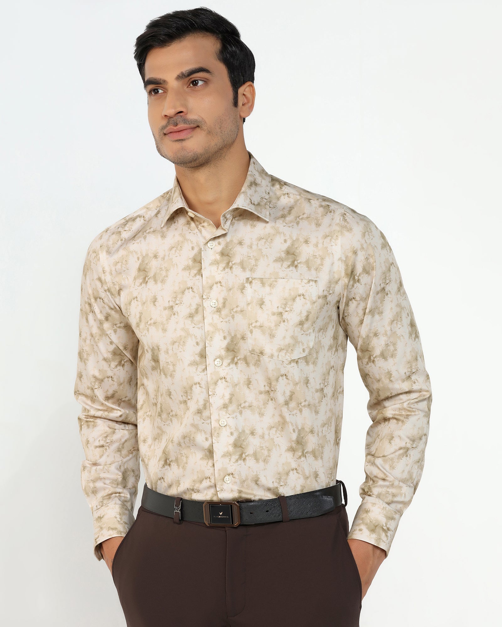 Ochre Abstract Printed Shirt - Piano